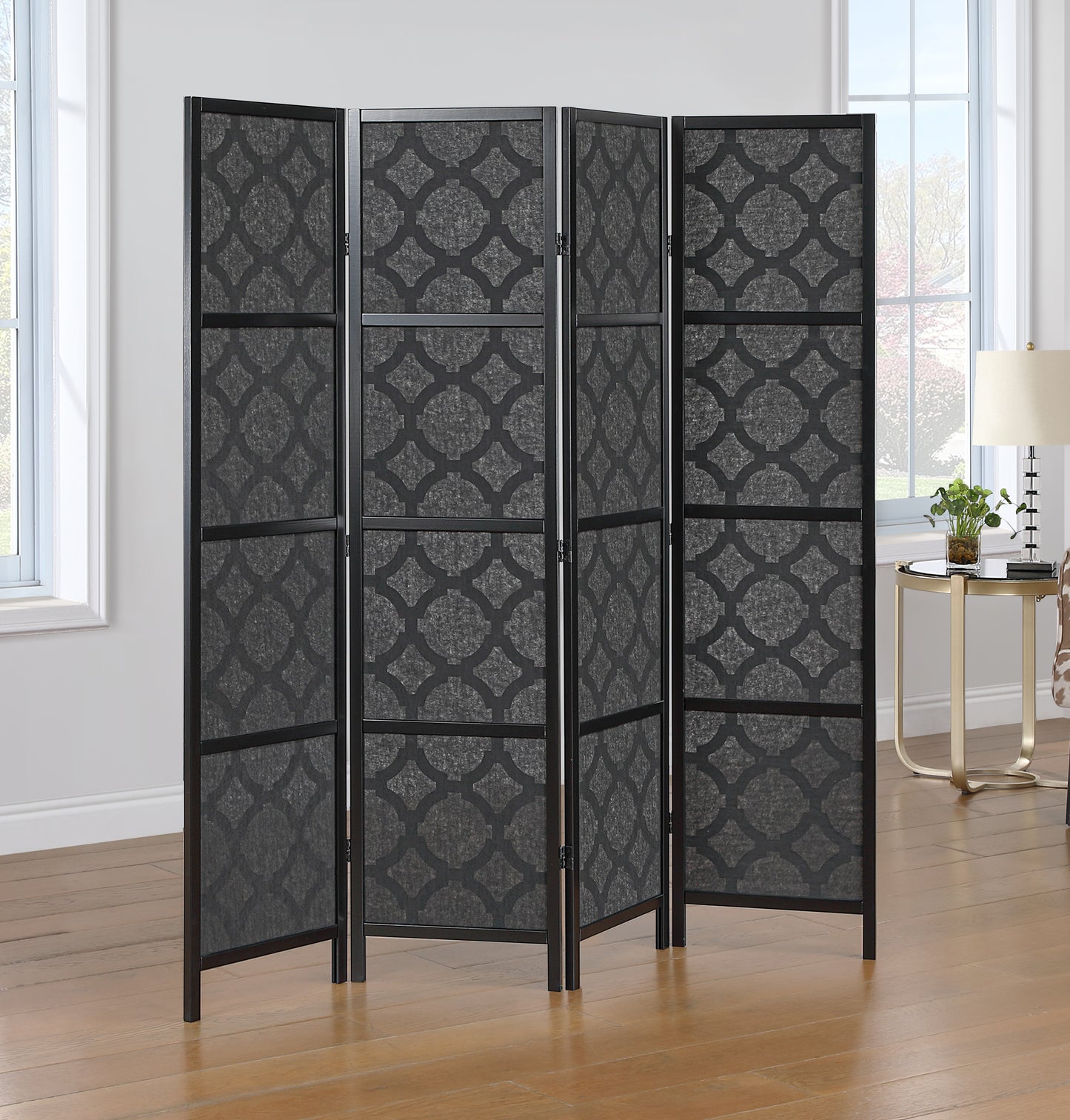 Roundhill Furniture Virelle 4-Panel Room Divider, Decorative Folding Freestanding Privacy Screen