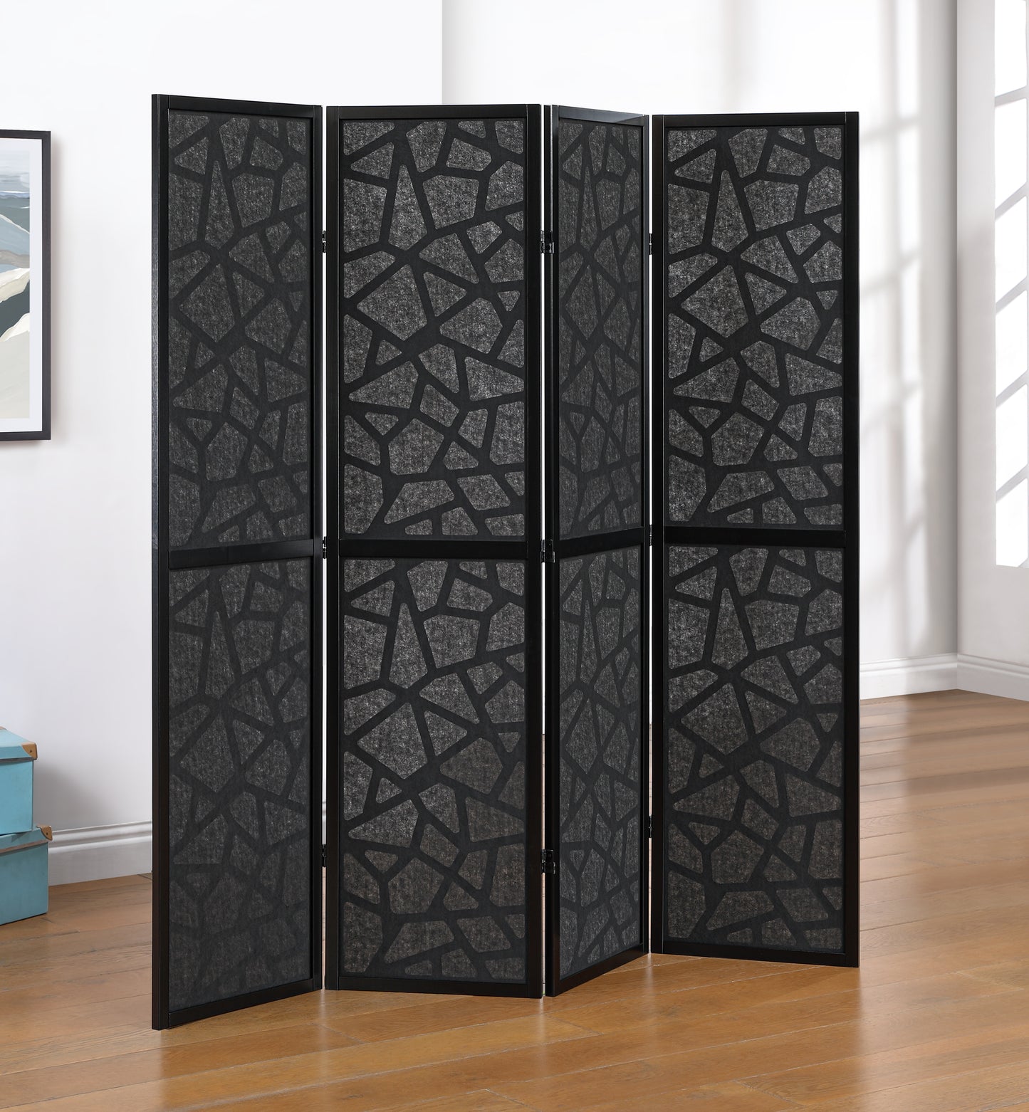 Roundhill Furniture Aurra 4-Panel Wood Room Divider, Folding Portable Partition Screen