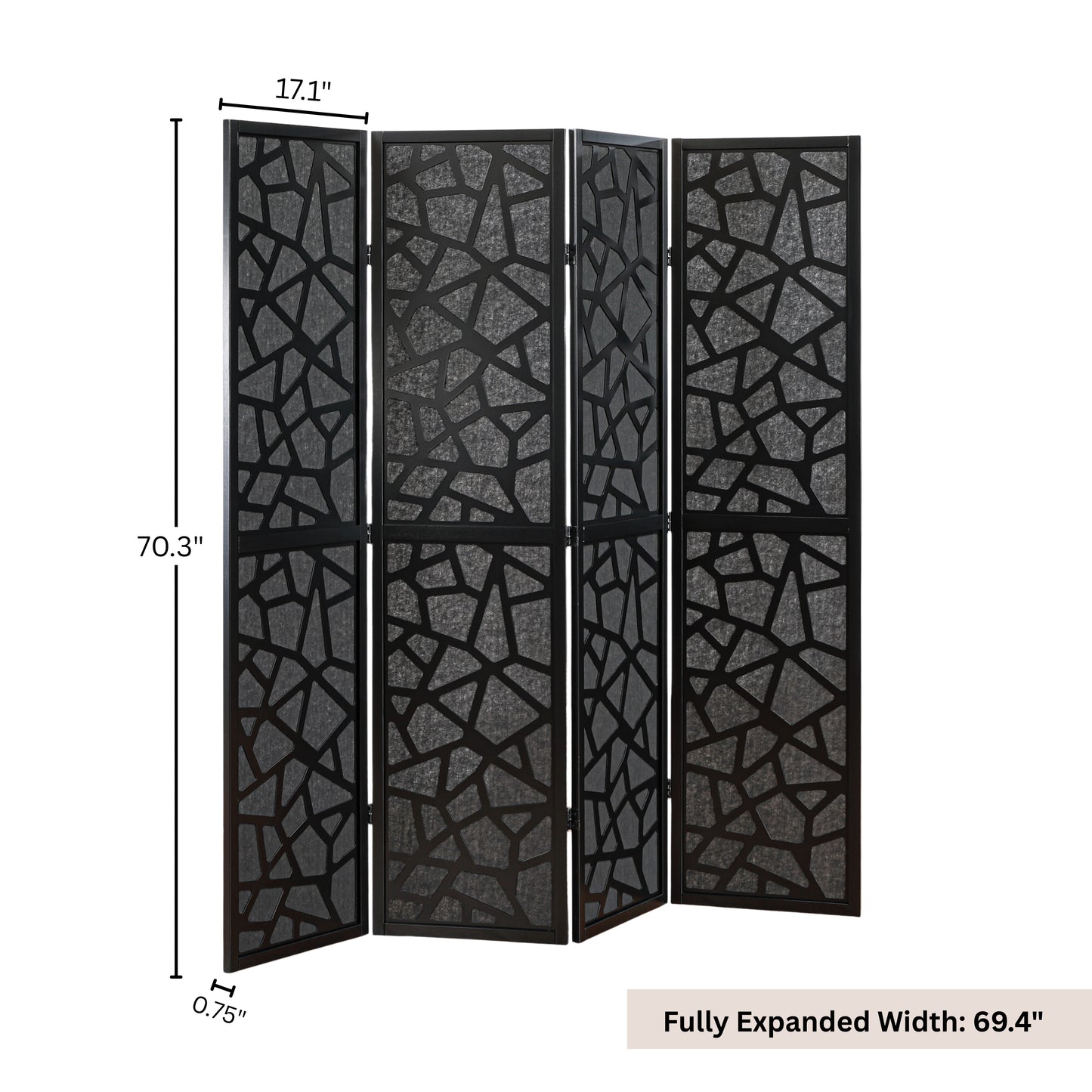 Roundhill Furniture Aurra 4-Panel Wood Room Divider, Folding Portable Partition Screen