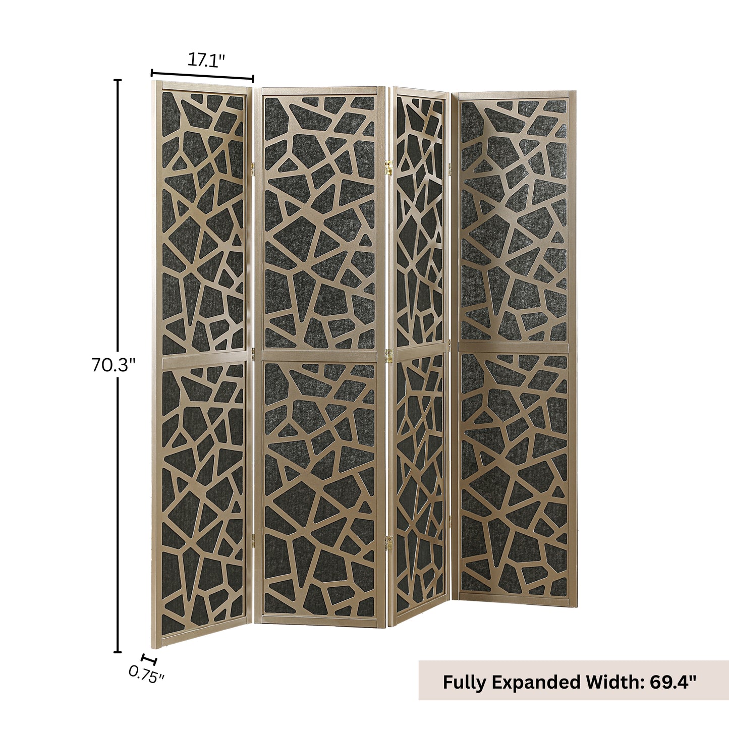 Roundhill Furniture Aurra 4-Panel Wood Room Divider, Folding Portable Partition Screen