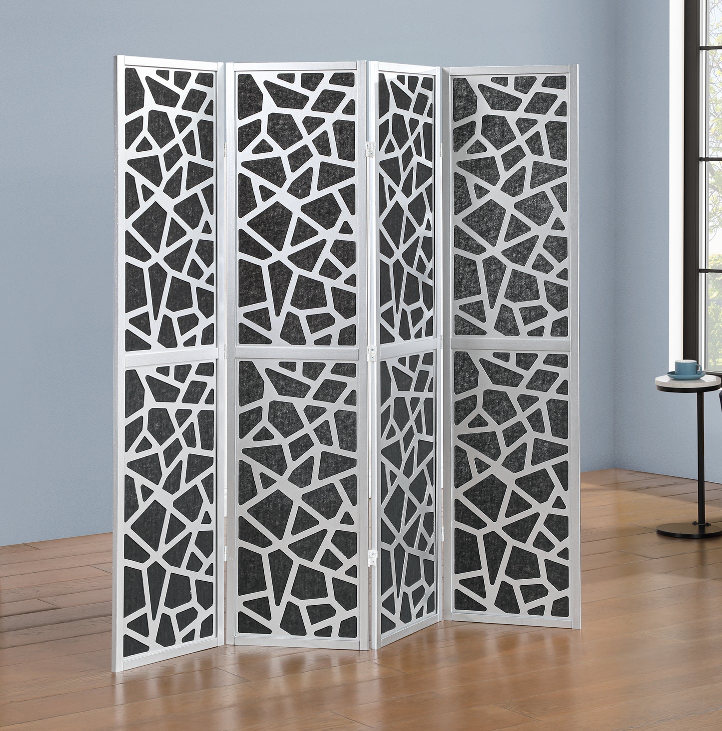 Roundhill Furniture Aurra 4-Panel Wood Room Divider, Folding Portable Partition Screen