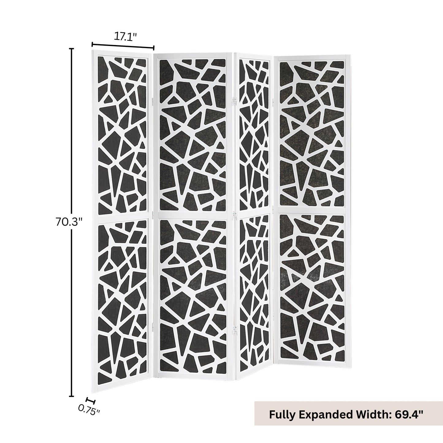 Roundhill Furniture Aurra 4-Panel Wood Room Divider, Folding Portable Partition Screen