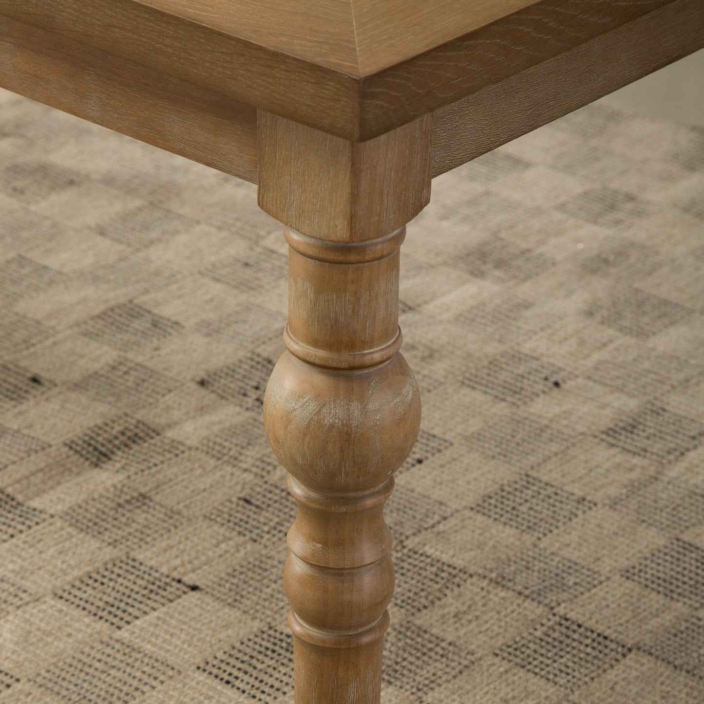 Habitanian Solid Wood Dining Table with 6 tufted Chairs, Gray