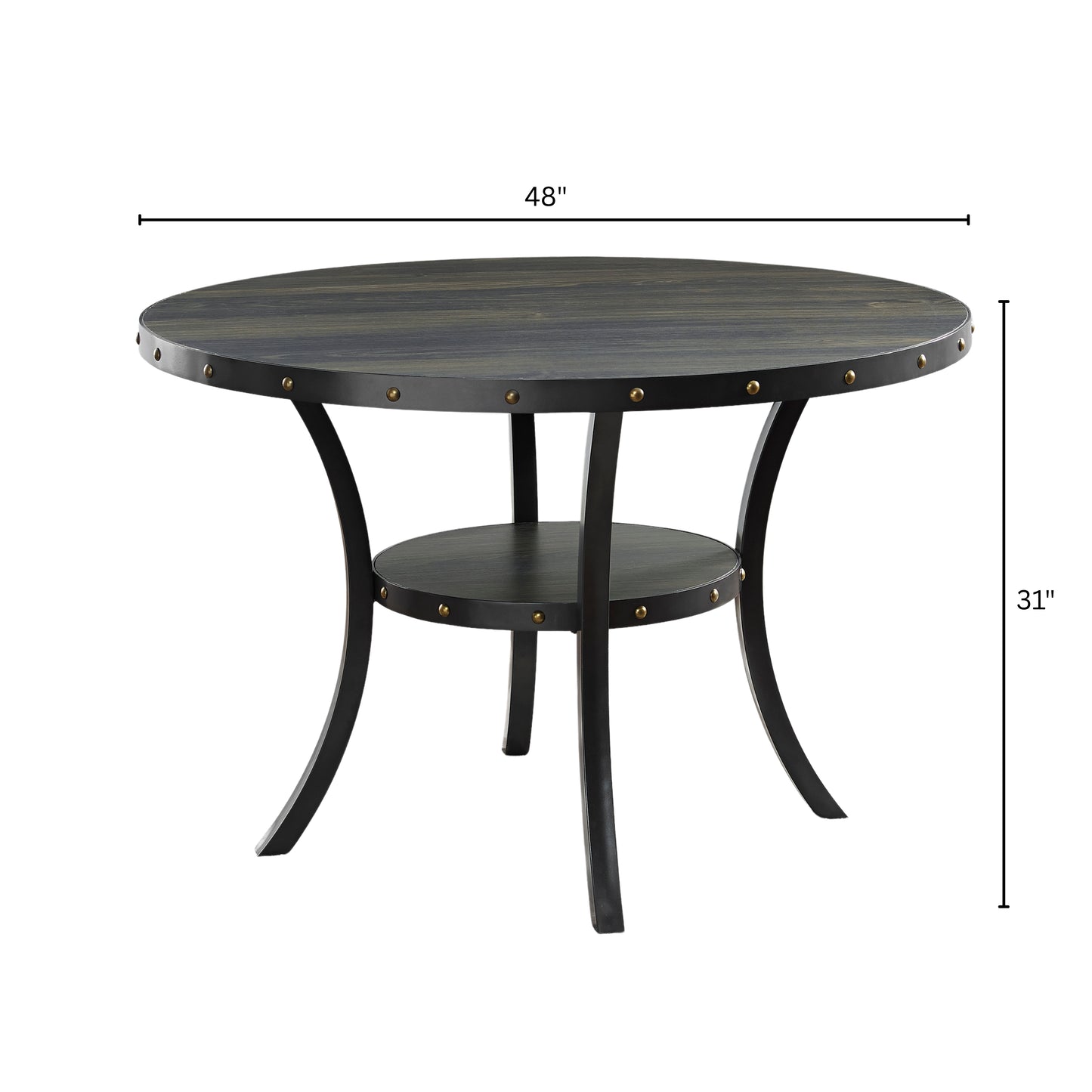 Roundhill Furniture Biony Espresso Wood Dining Set with Fabric Nailhead Chairs