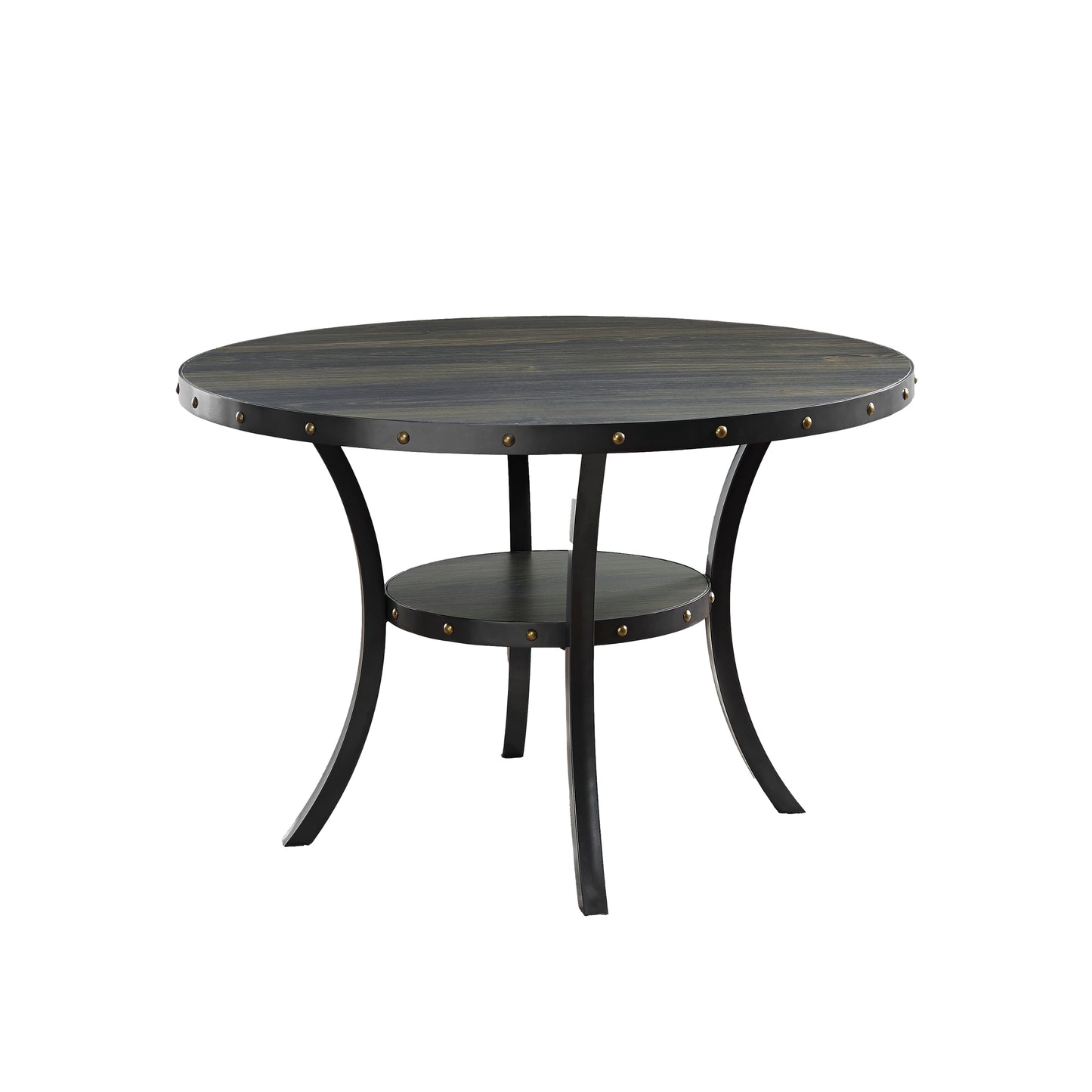 Biony Dining Collection Espresso Wood Nailhead Dining Table
