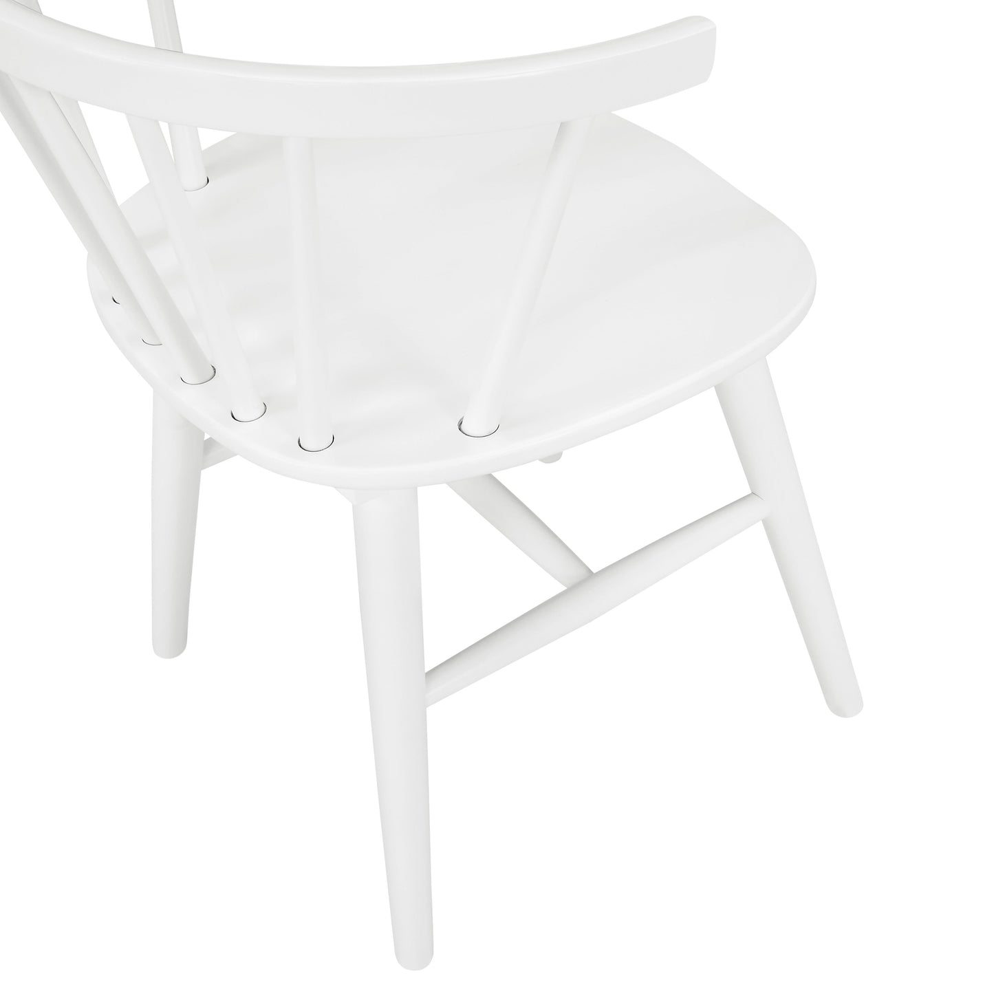 Roundhill Furniture Edo Wood 5-Piece Dining Set, Trestle Dining Table with 4 Windsor Chairs, White