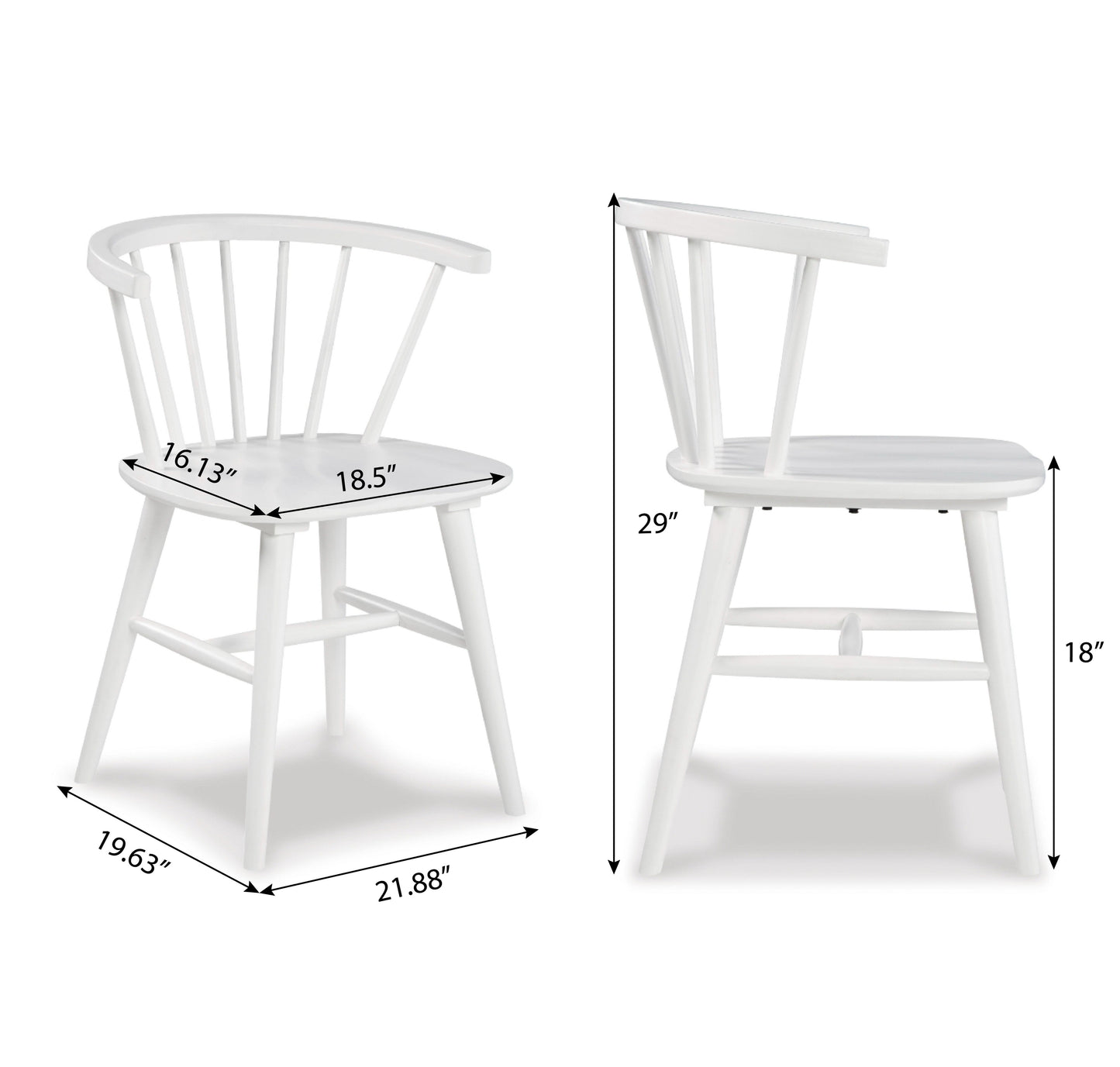 Edo White Wood 5-Piece Dining Set, Trestle Dining Table with 4 Windsor Chairs