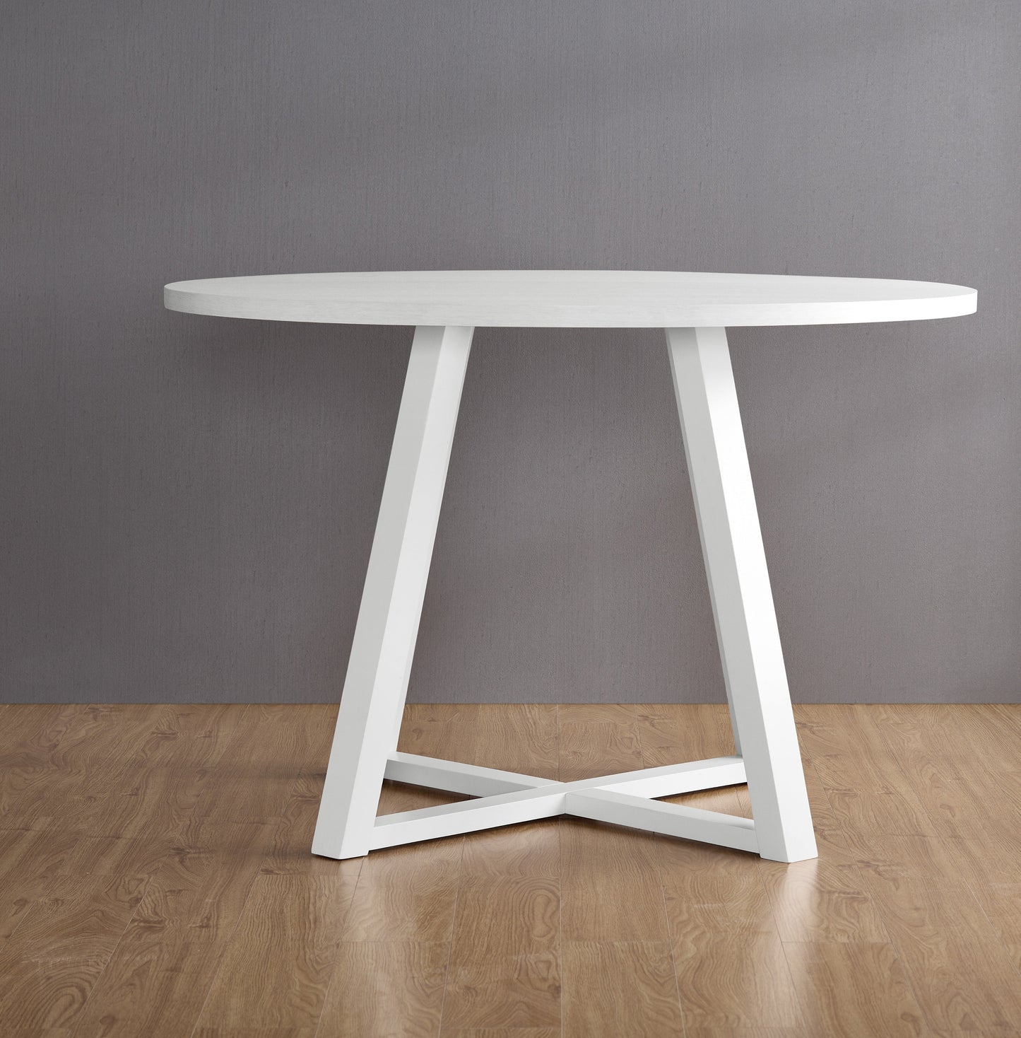 Roundhill Furniture Innes Round Dining Set, Trestle Dining Table with 4 Stylish Chairs, 5-Piece