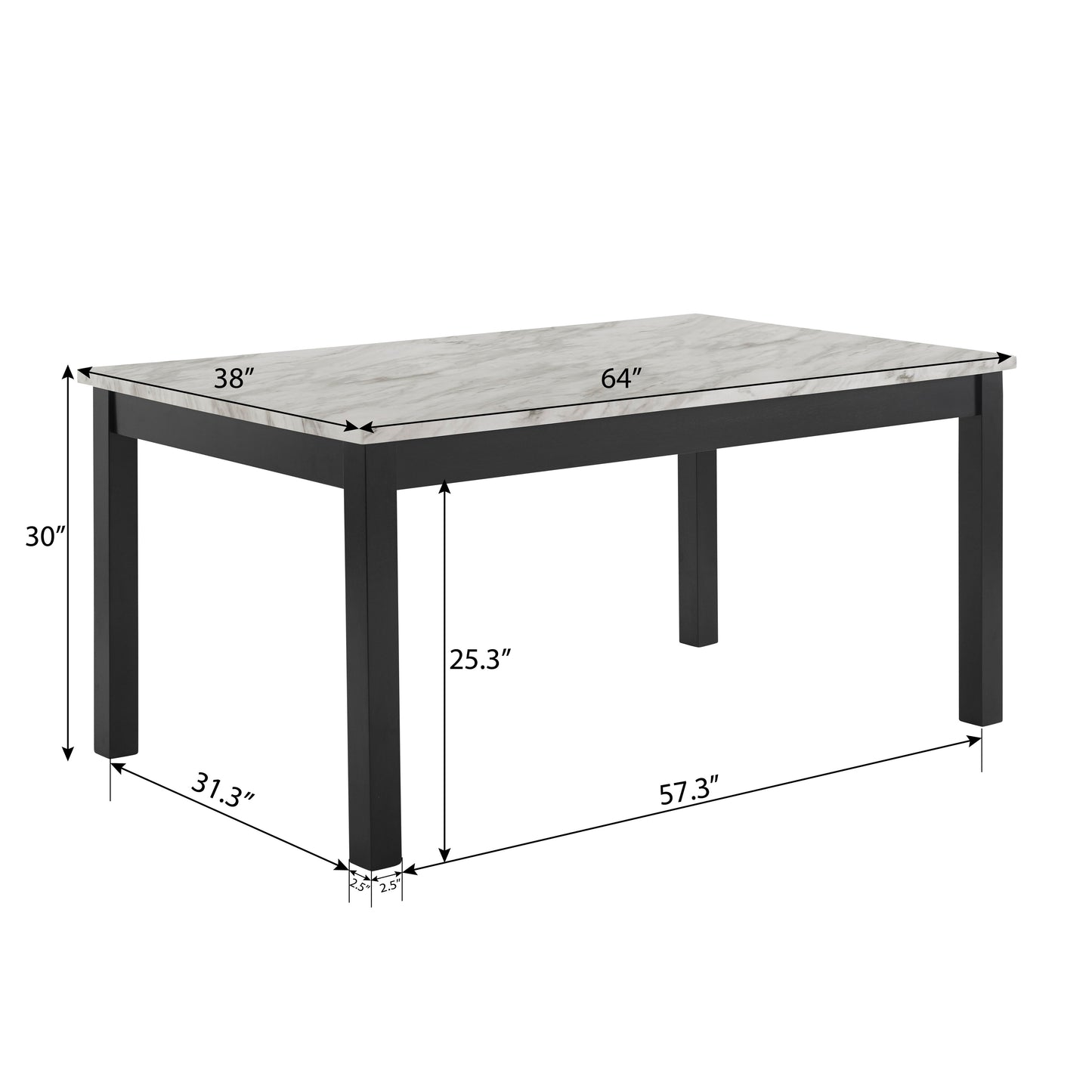 Cobre Contemporary Faux Marble Dining Table with 4 Velvet Nailhead Trim Dining Chairs, Gray