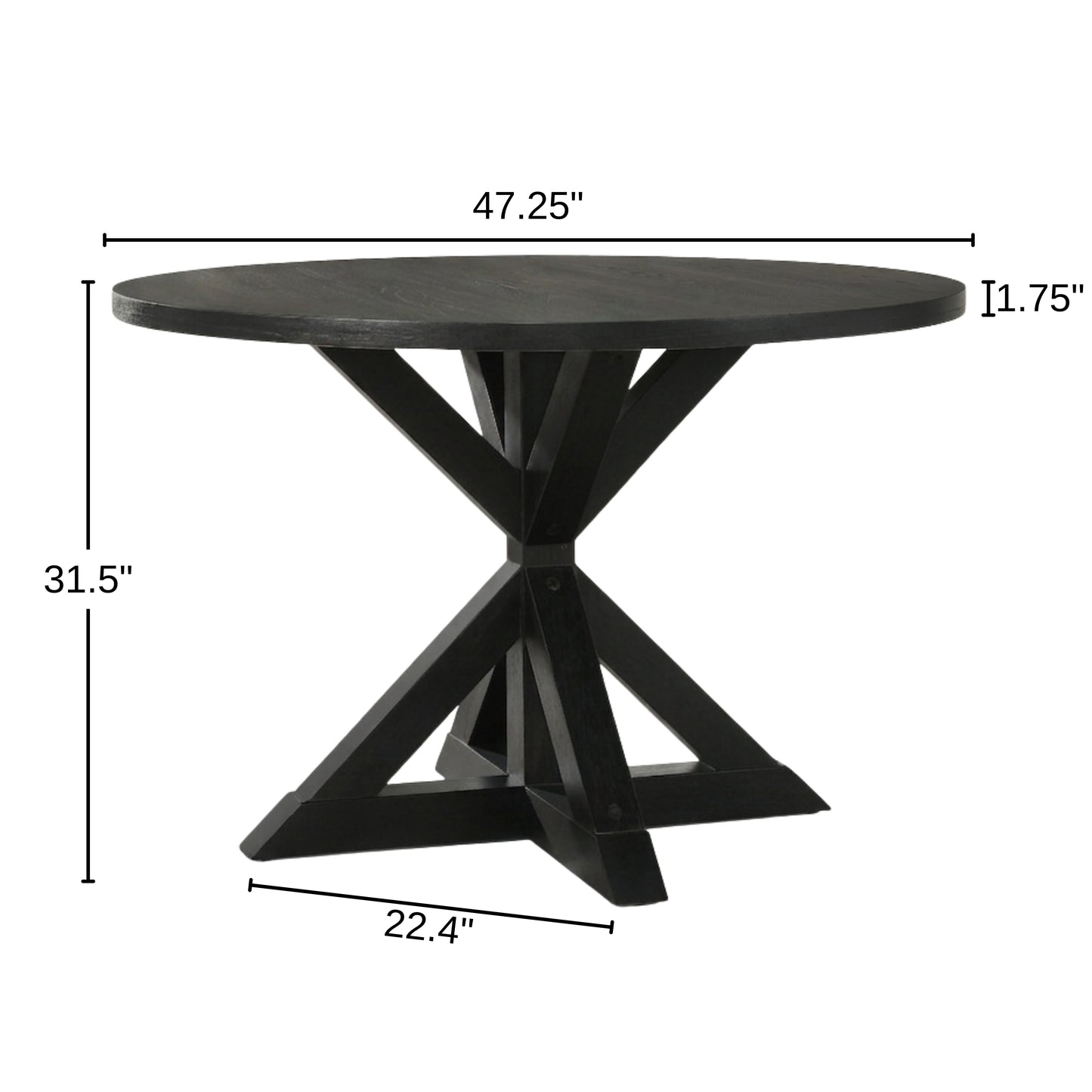 Windvale Cross-Buck Base Dining Table in Black