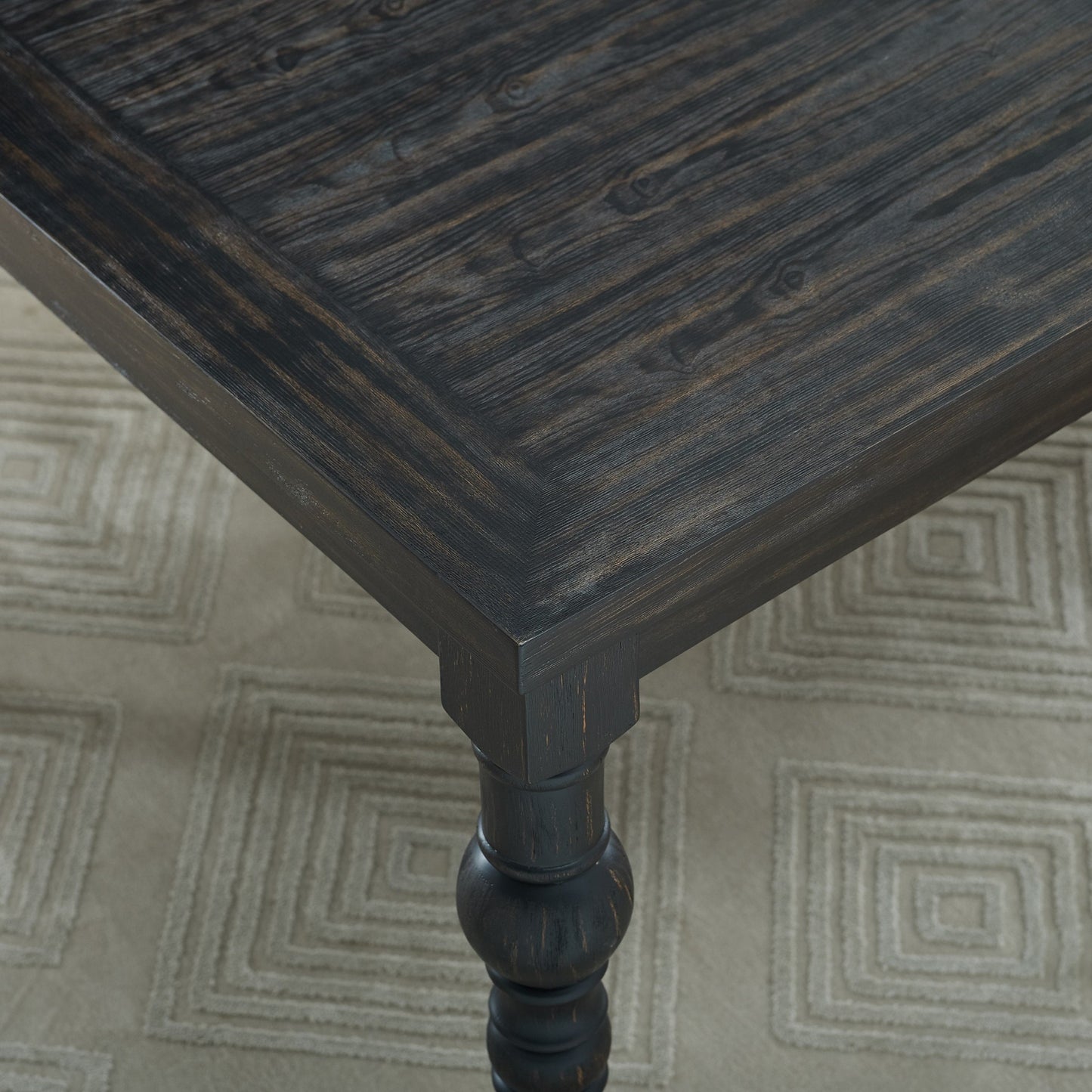 Roundhill Furniture Leviton Urban Style Dark Wash Wood Dining Set: Table, 4 Chairs and Bench, Gray