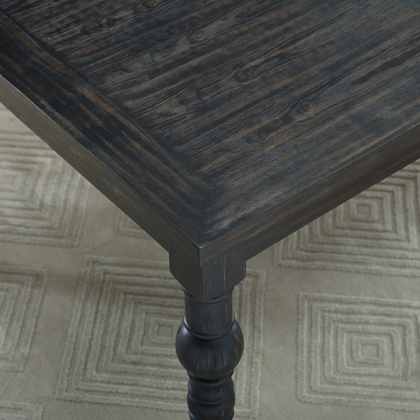 Leviton Urban Style Wood Dark Wash Turned-Leg Dining Table