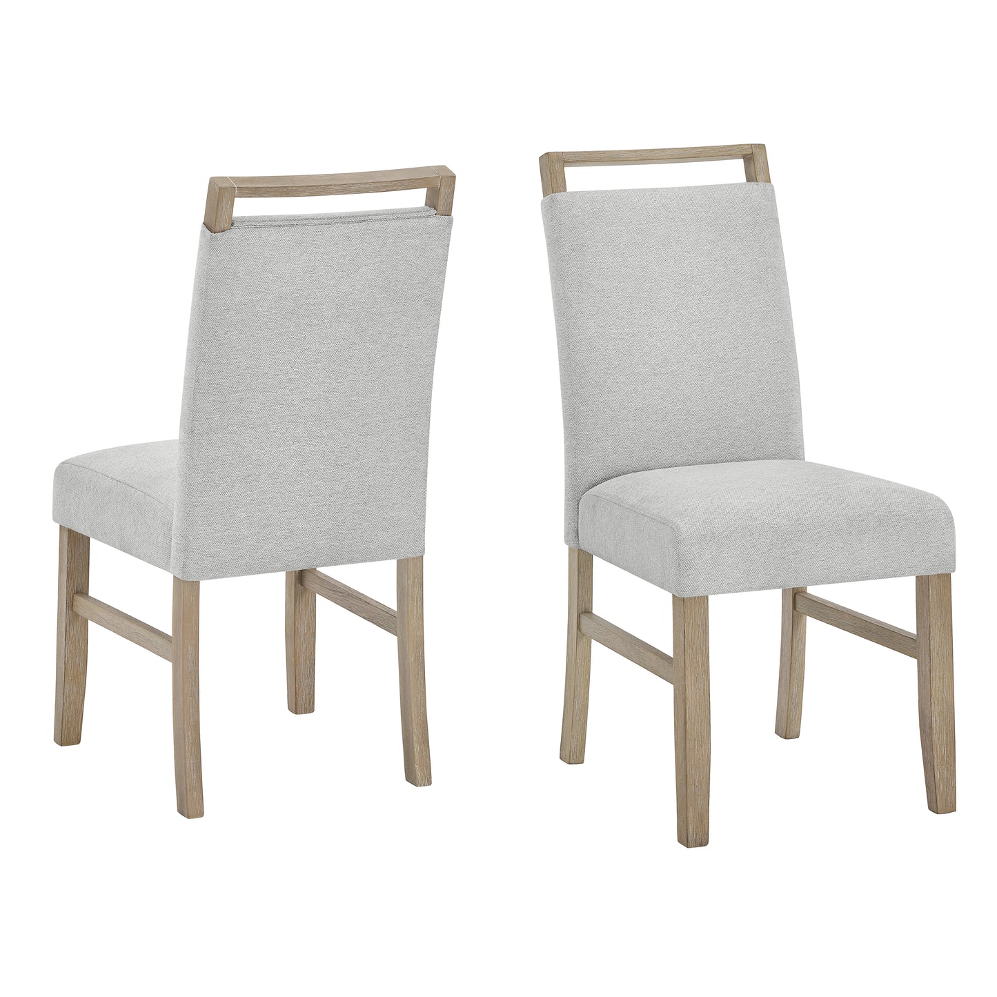 Roundhill Furniture Zelalle 7-Piece Dining Set, Table with 6 Chairs, White Wired-Brushed Finish