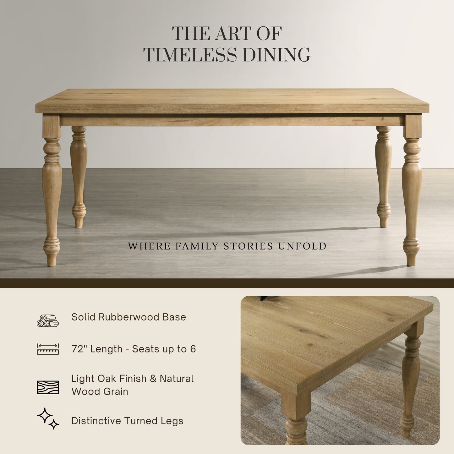 Roundhill Furniture Verta 5-Piece Dining Set, Dining Table with 4 Cross Back Dining Chairs, Light Oak Finish