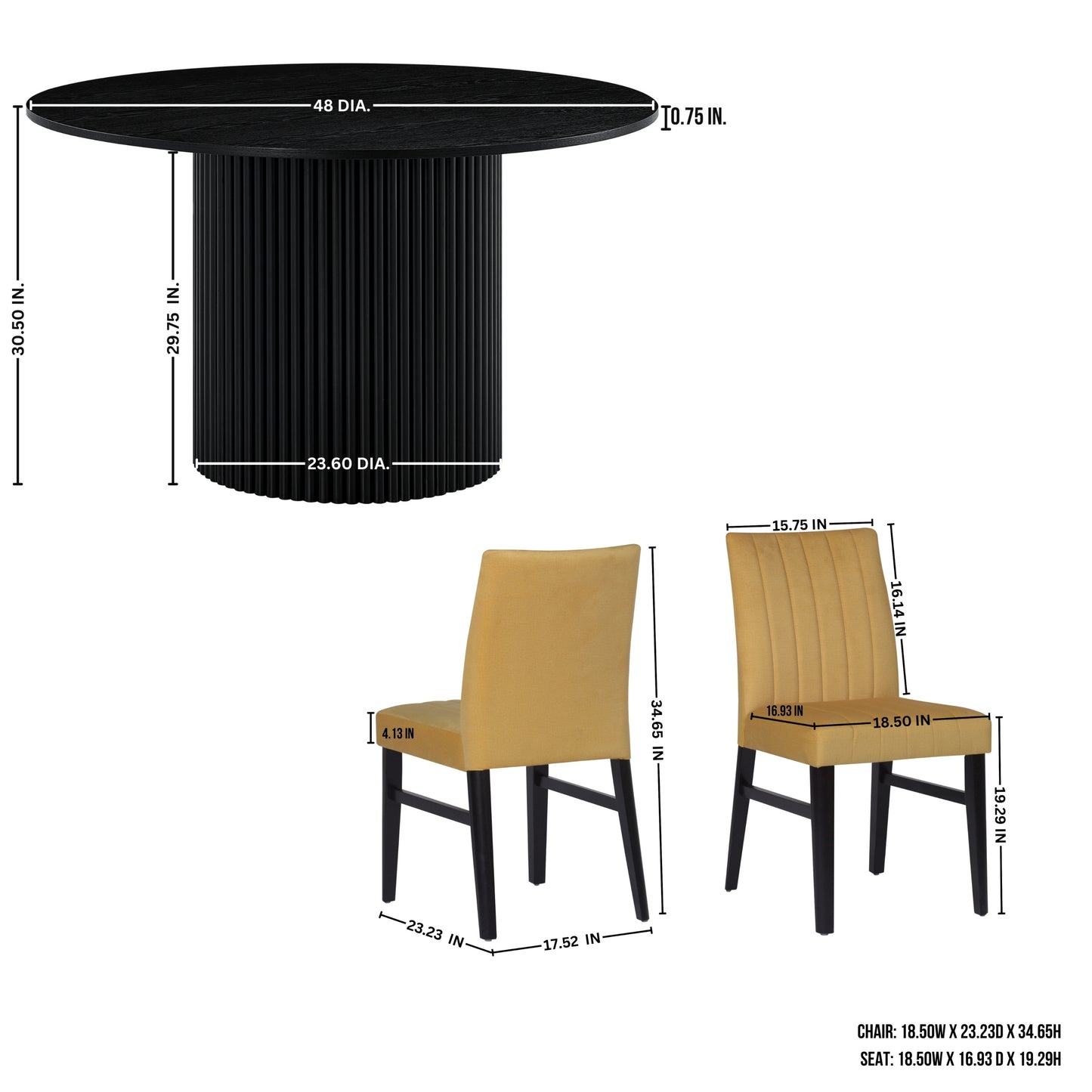 Roundhill Furniture Henriet 5-Piece Pedestal Dining Set, Round Dining Table with Four Chairs