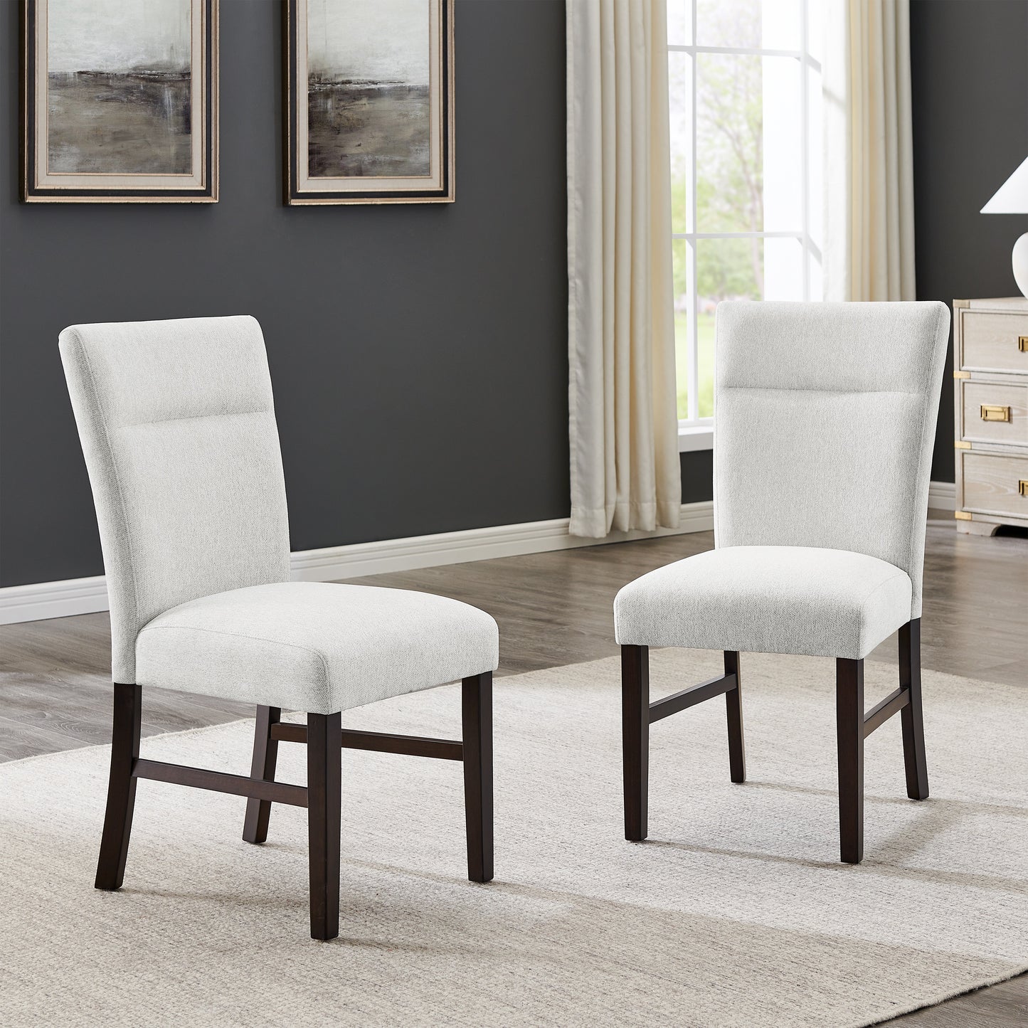 Roundhill Furniture Madison 6-Piece Dining Set, Slat-Fluted Dining Table with 4 Chairs and Bench, Gray