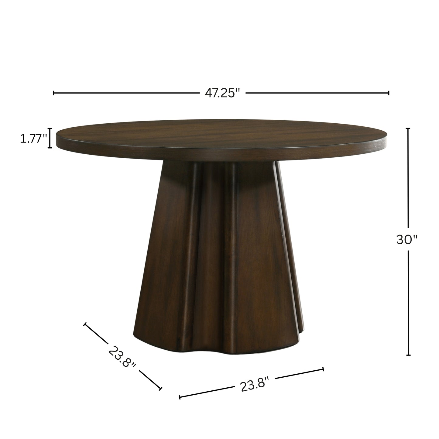 Roundhill Furniture Fantail Sculptural Pedestal Round Dining Table, Walnut