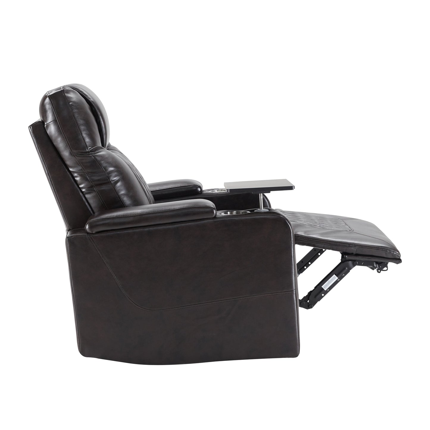 Power Motion Recliner with USB Charging Port and Hidden Arm Storage 2 Convenient Cup Holders Design and 360° Swivel Tray Table, Black