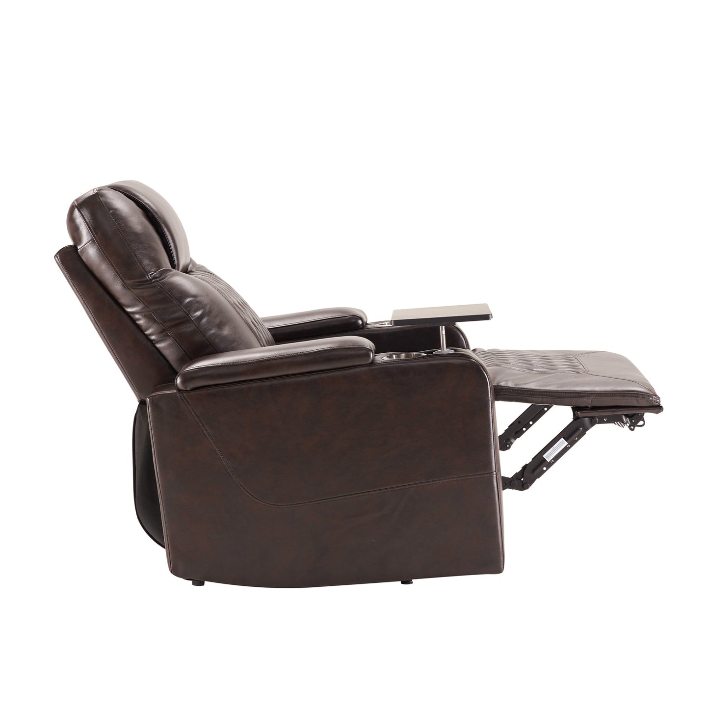 Power Motion Recliner with USB Charging Port and Hidden Arm Storage 2 Convenient Cup Holders Design and 360° Swivel Tray Table, Brown