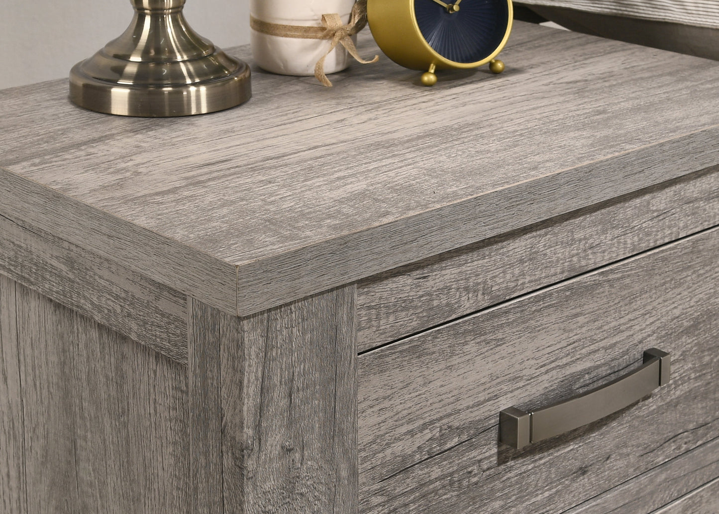 Floren Contemporary Weathered Gray Wood Two-Drawer Nightstand