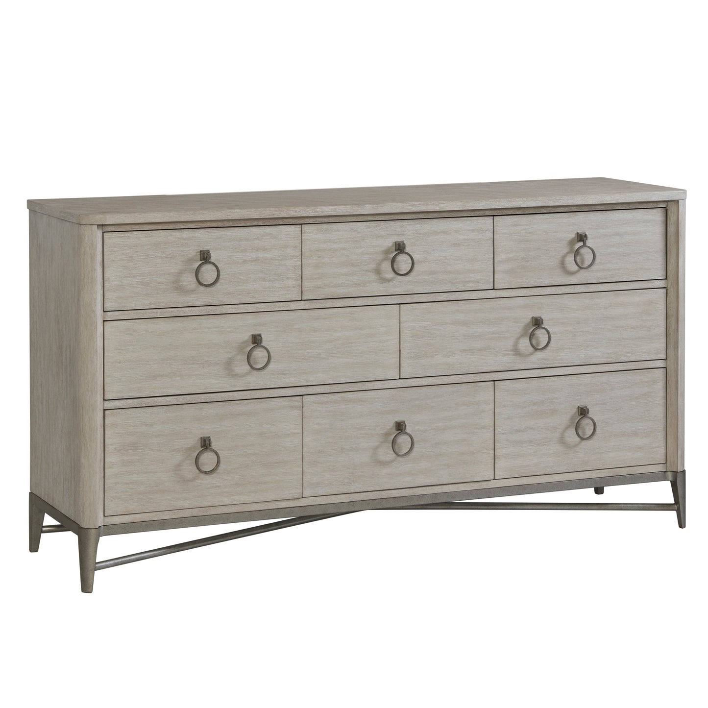 Mantalia Solid Wood 8-Drawer Dresser with Metal Frame, Champagne