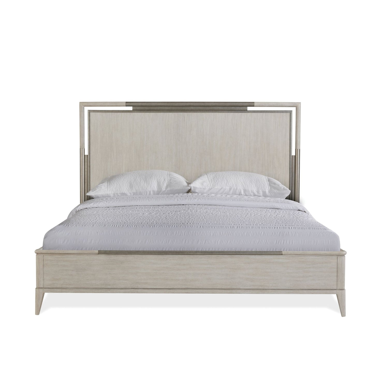 Mantalia Solid Wood Panel Bed with Metal Frame, Champagne