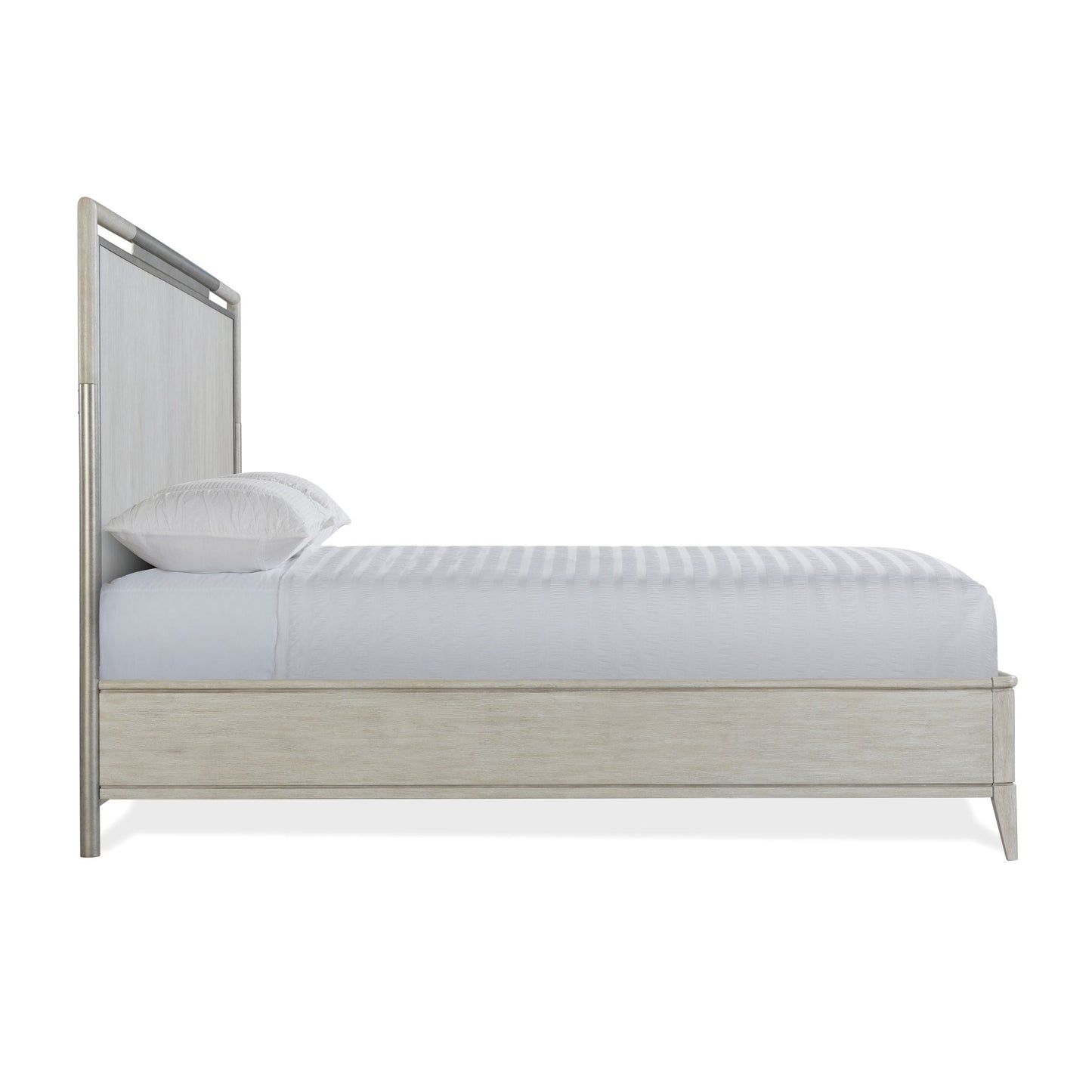 Mantalia Solid Wood Panel Bed with Metal Frame, Champagne
