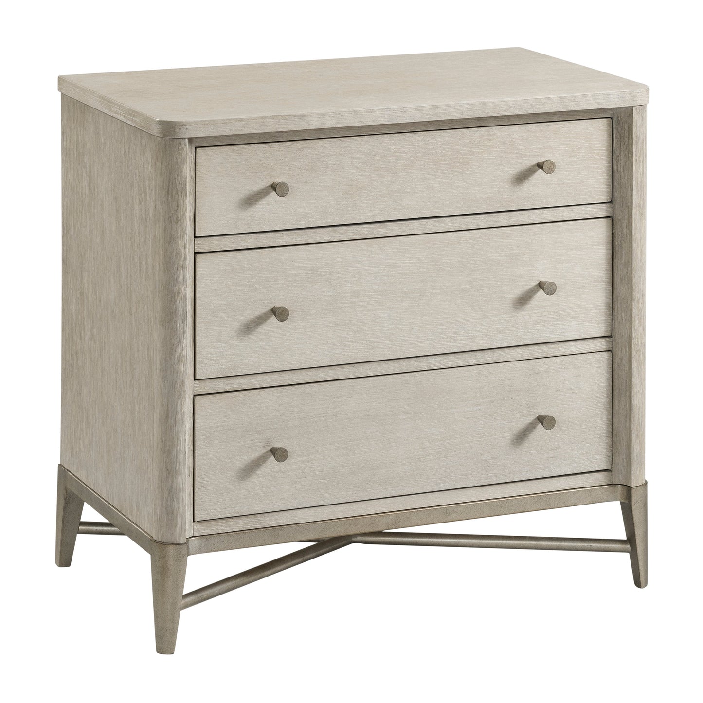 Mantalia Solid Wood 3-Drawer Nightstand with Metal Frame, Champagne