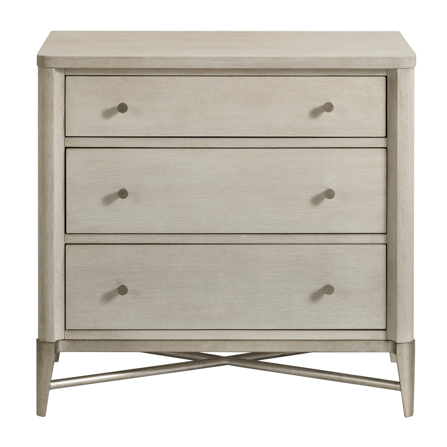 Mantalia Solid Wood 3-Drawer Nightstand with Metal Frame, Champagne