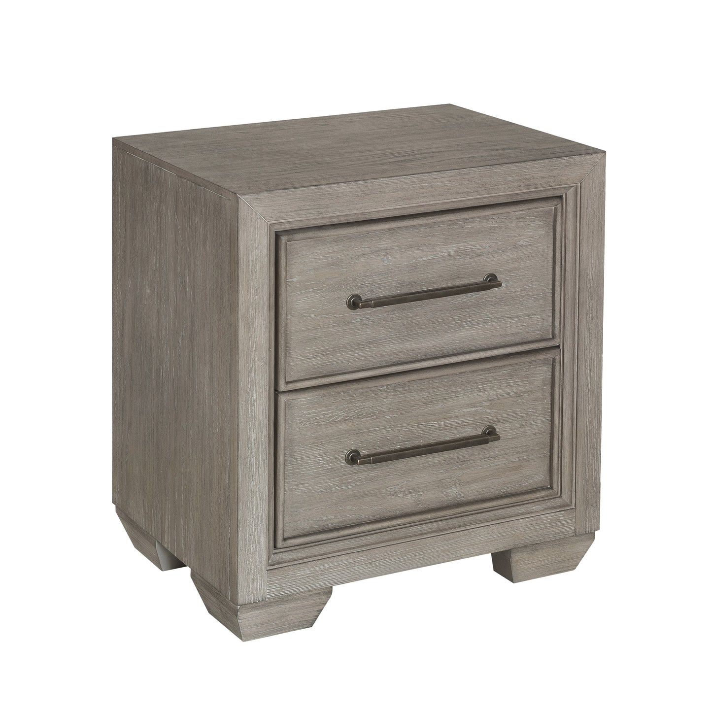 Ennesley Wood 2 Drawers Nightstand with USB Charger, Gray