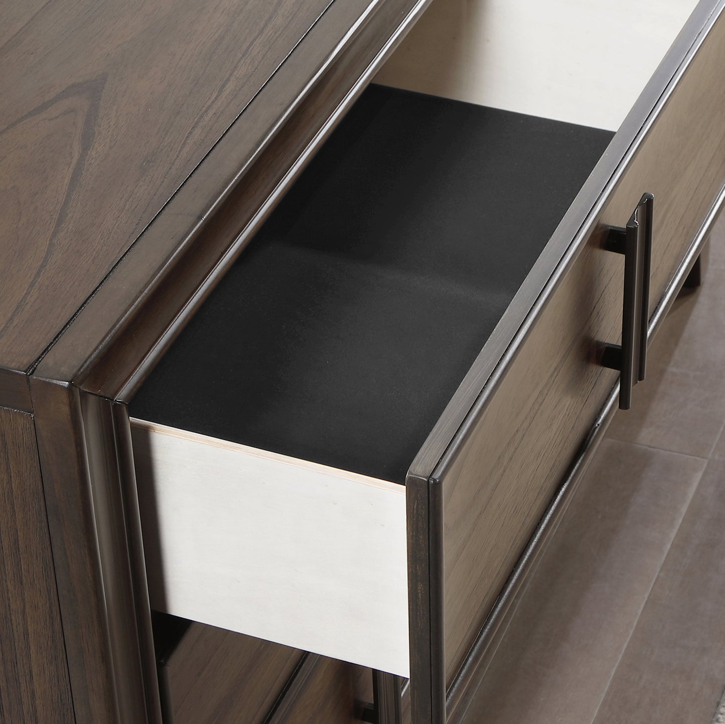 Aetheria Contemporary Wood 5-Drawer Chest in Dark Brown