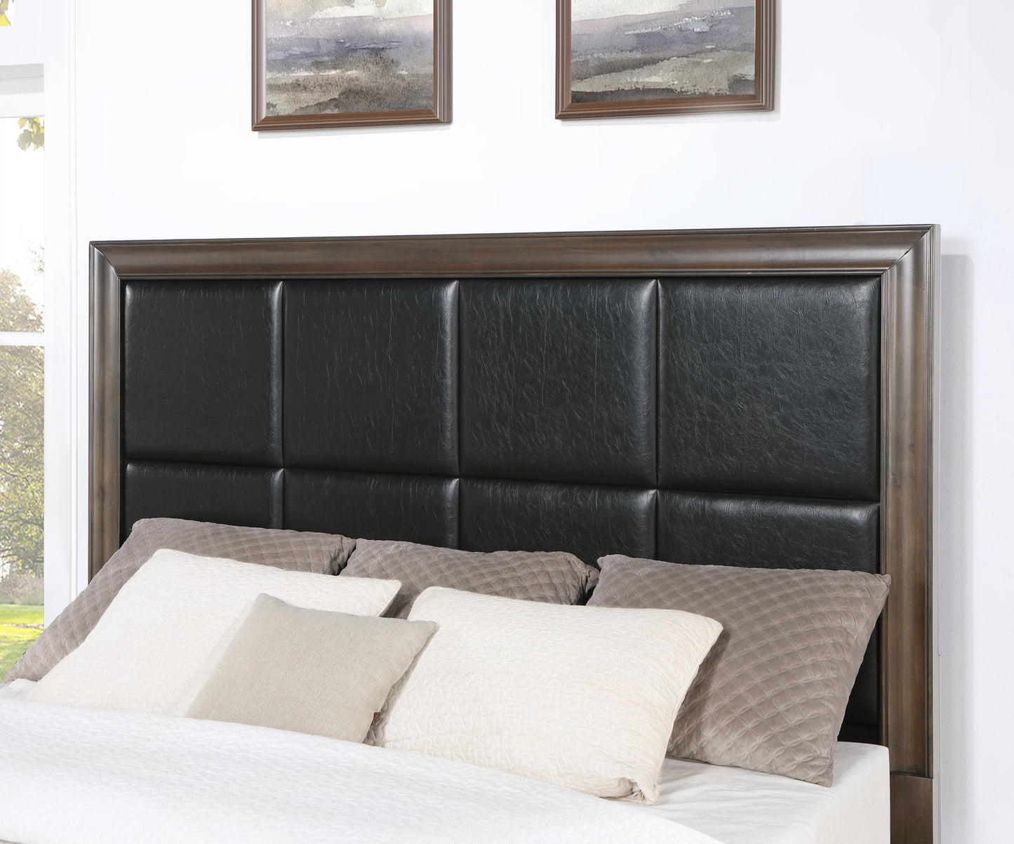 Aetheria Contemporary Wood Upholstered Storage Panel Bed, Dark Brown