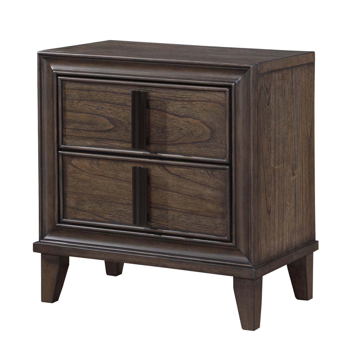 Aetheria Contemporary Wood 2-Drawer Nightstand, Dark Brown