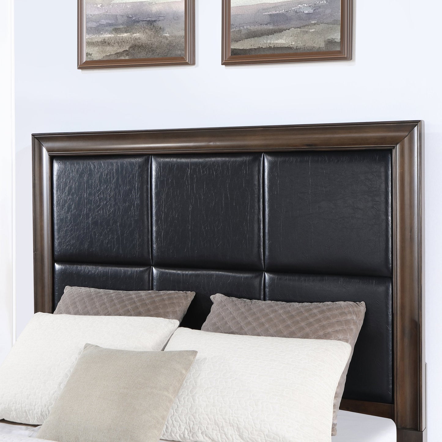 Aetheria Contemporary Wood Upholstered Storage Panel Bed, Dark Brown