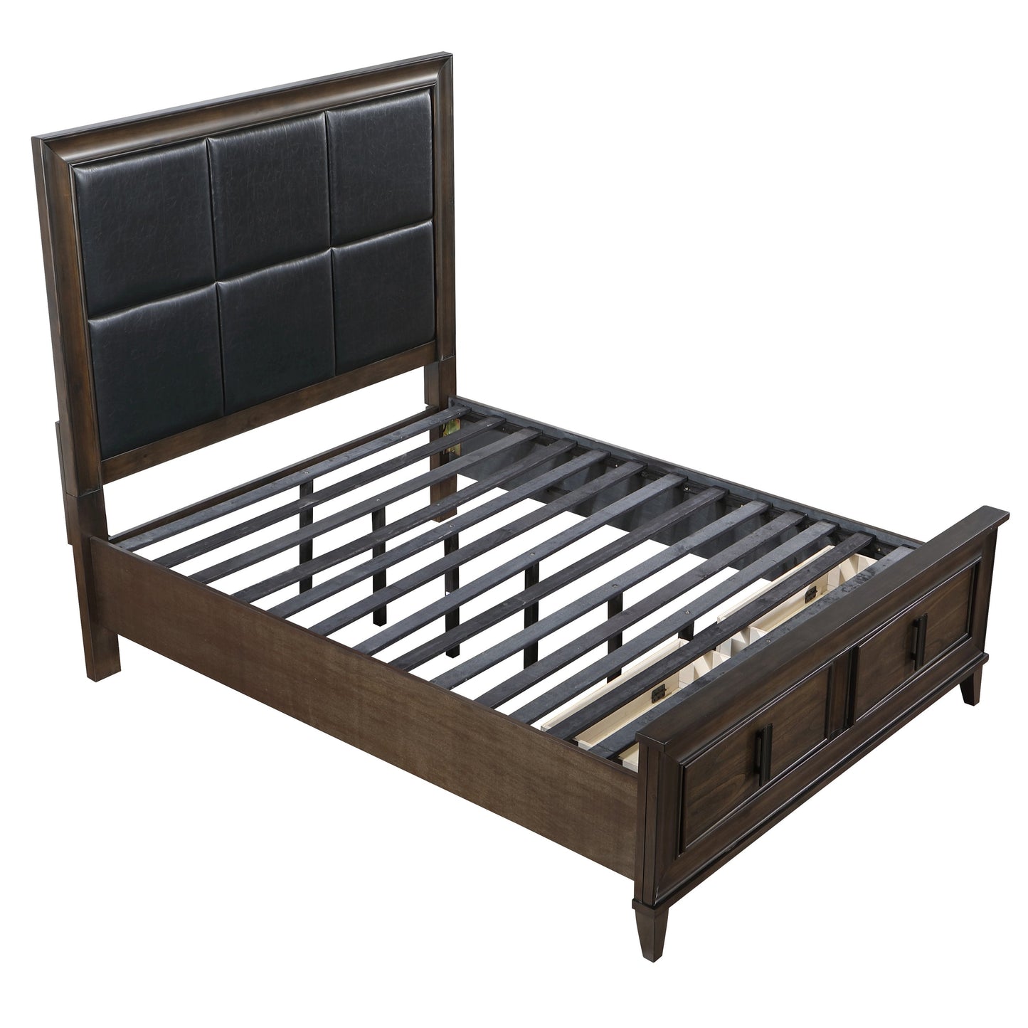 Aetheria Contemporary Wood Upholstered Storage Panel Bed, Dark Brown