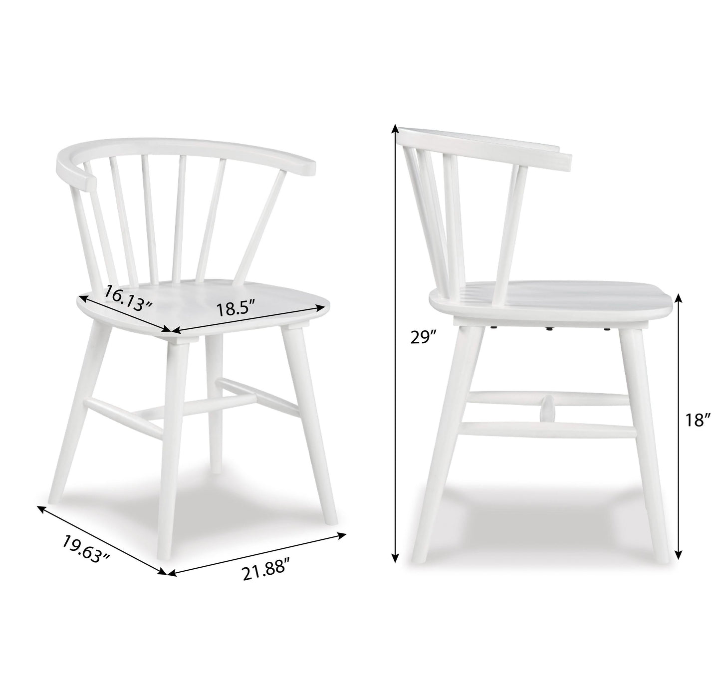 Roundhill Furniture Alwynn White and Natural Wood 7-piece Dining Set, Dining Table with 6 Windsor Chairs