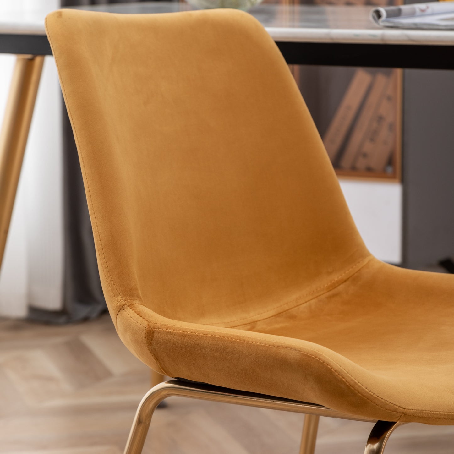 Roundhill Furniture Aufurr Modern Velvet Dining Chair, Gold, Set of 2