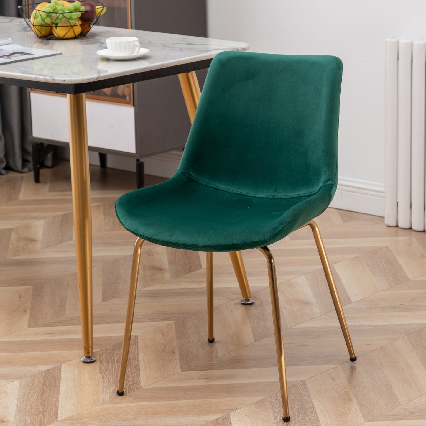 Roundhill Furniture Aufurr Modern Velvet Dining Chair, Green, Set of 2