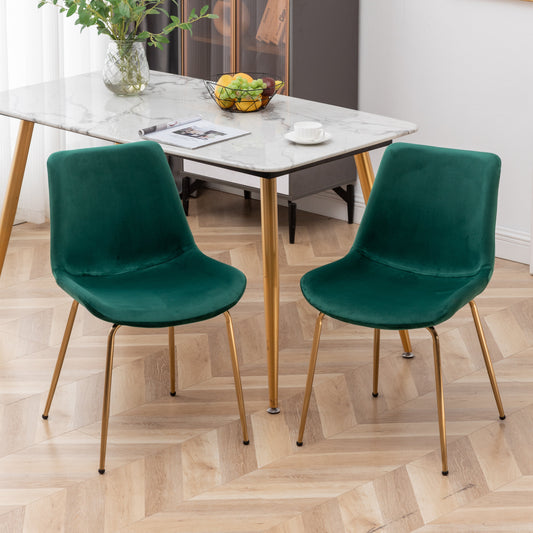 Roundhill Furniture Aufurr Modern Velvet Dining Chair, Green, Set of 2