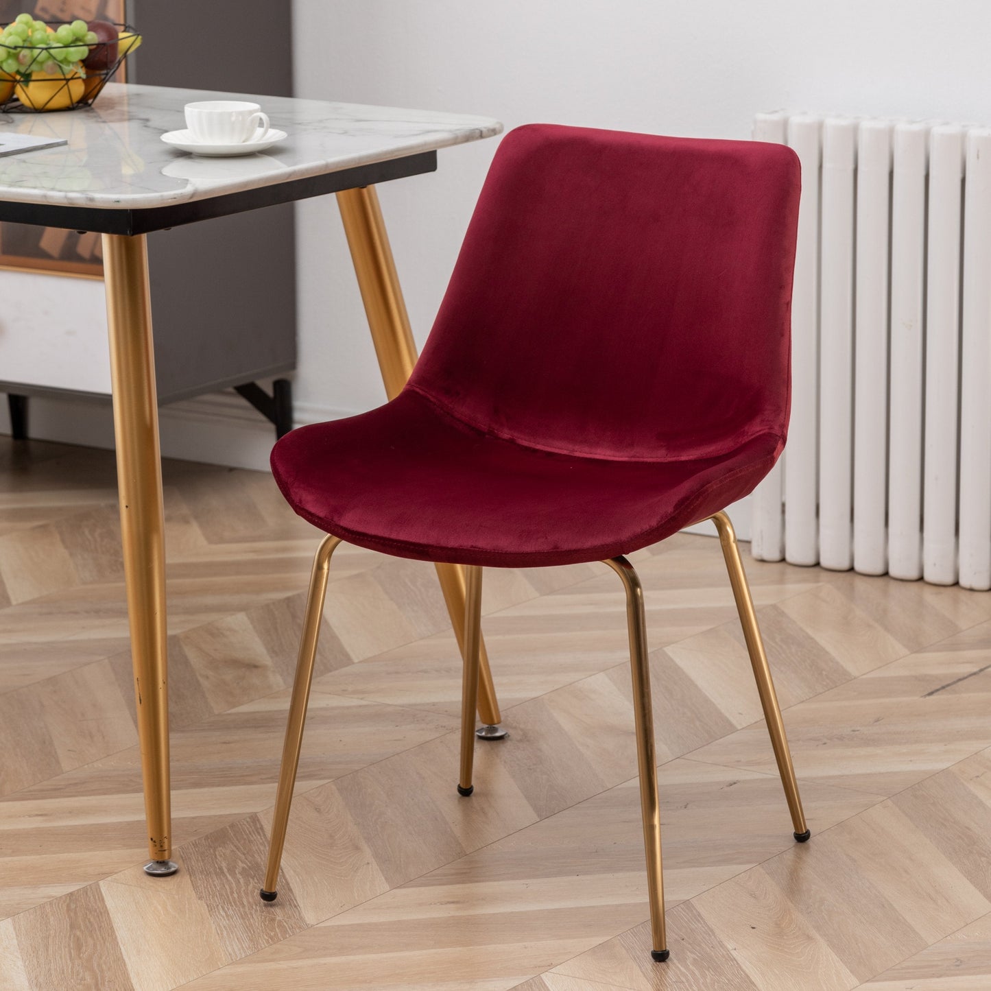 Roundhill Furniture Aufurr Modern Velvet Dining Chair, Red, Set of 2