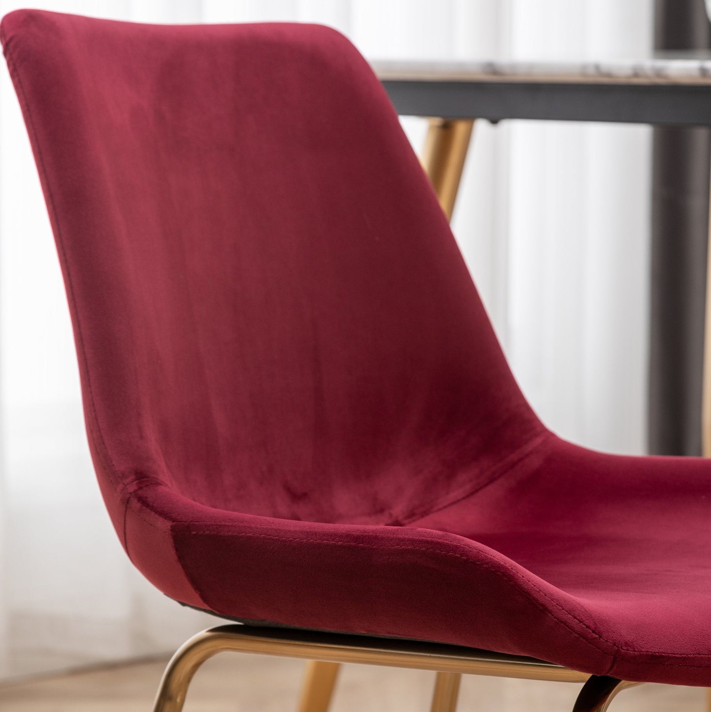 Roundhill Furniture Aufurr Modern Velvet Dining Chair, Red, Set of 2