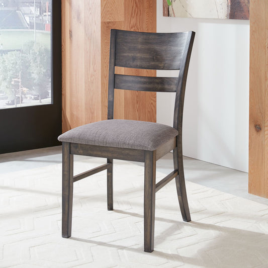 Almeta Solid Wood Slat Back Upholstered Dining Chairs, Set of 2 -Dark Umber Brown Finish