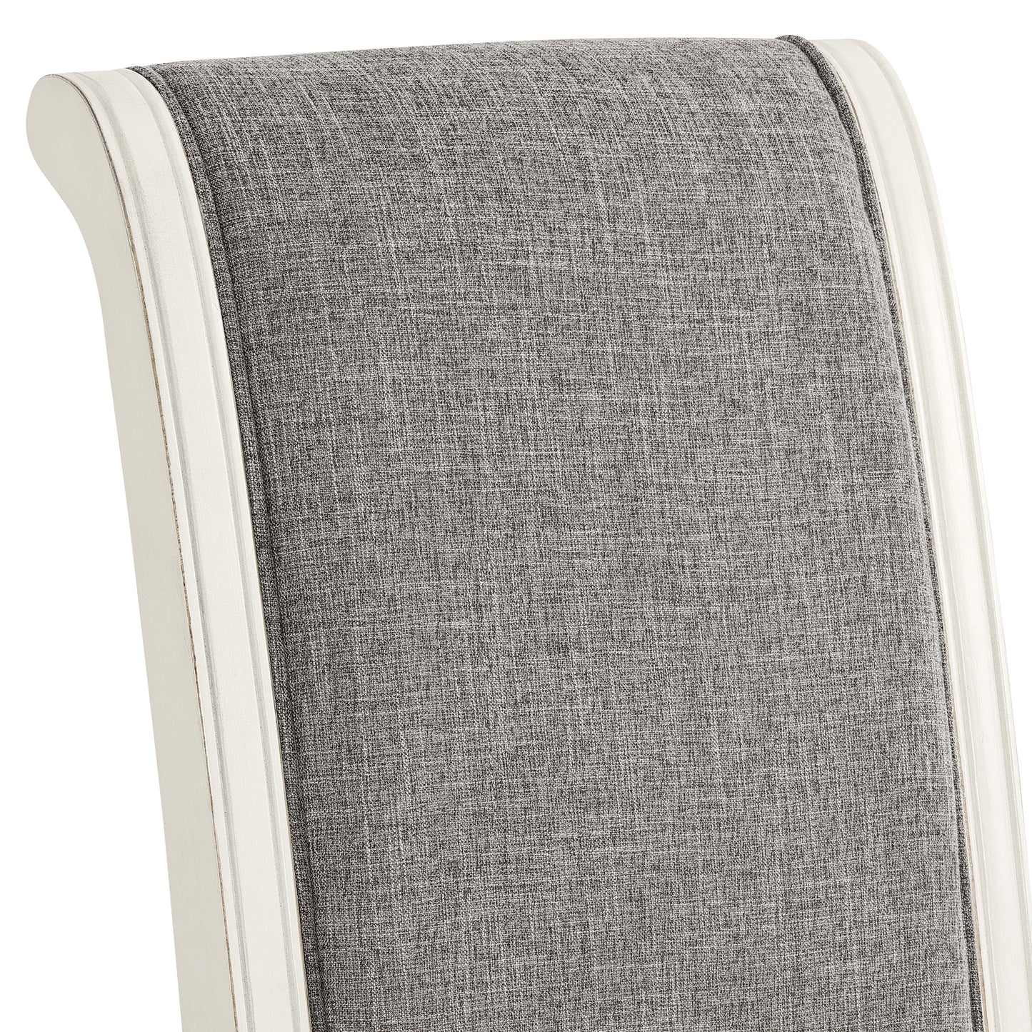Roundhill Furniture Belleza Solid Wood Upholstered Dining Chairs, Antique White, Set of 2
