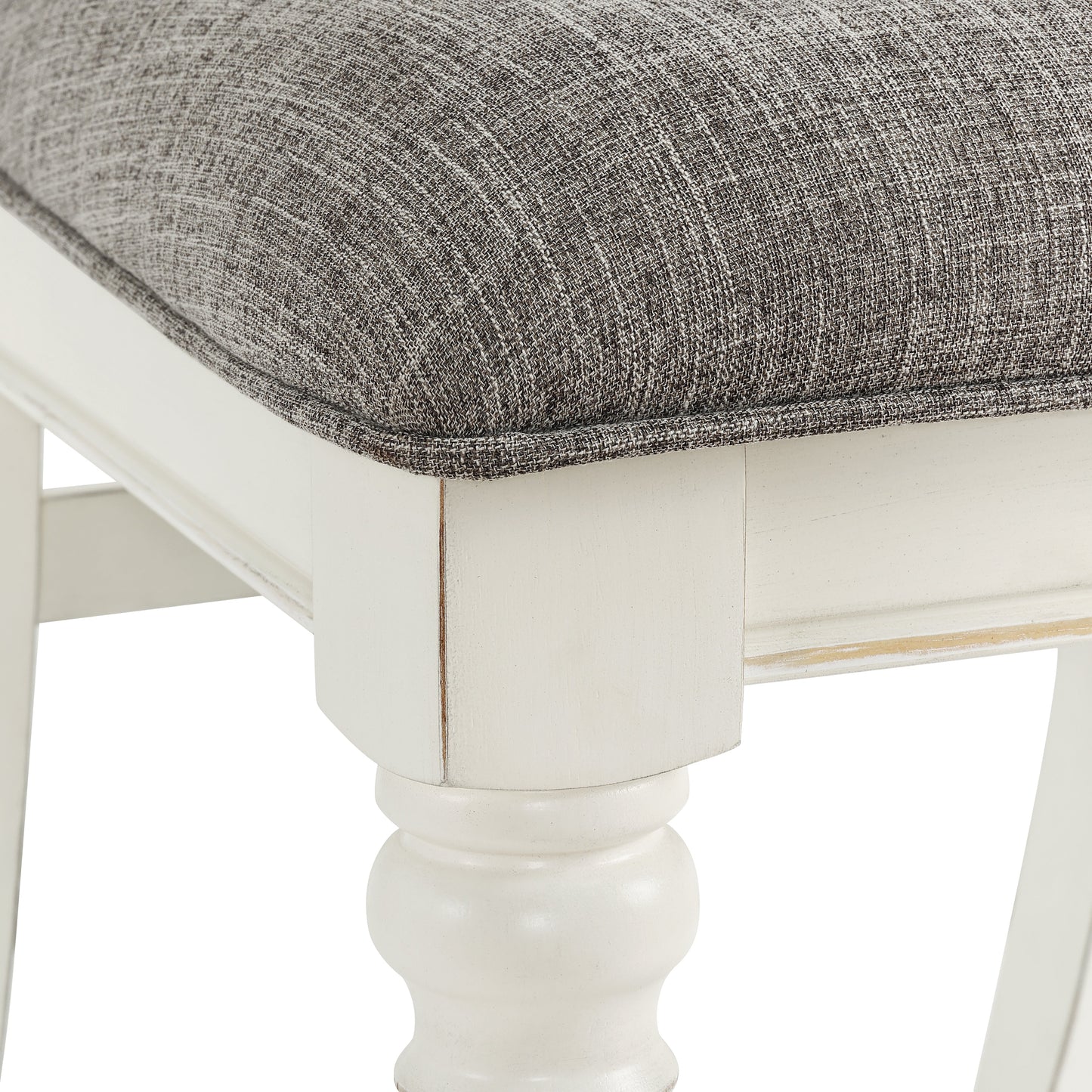 Roundhill Furniture Belleza Solid Wood Upholstered Dining Chairs, Antique White, Set of 2