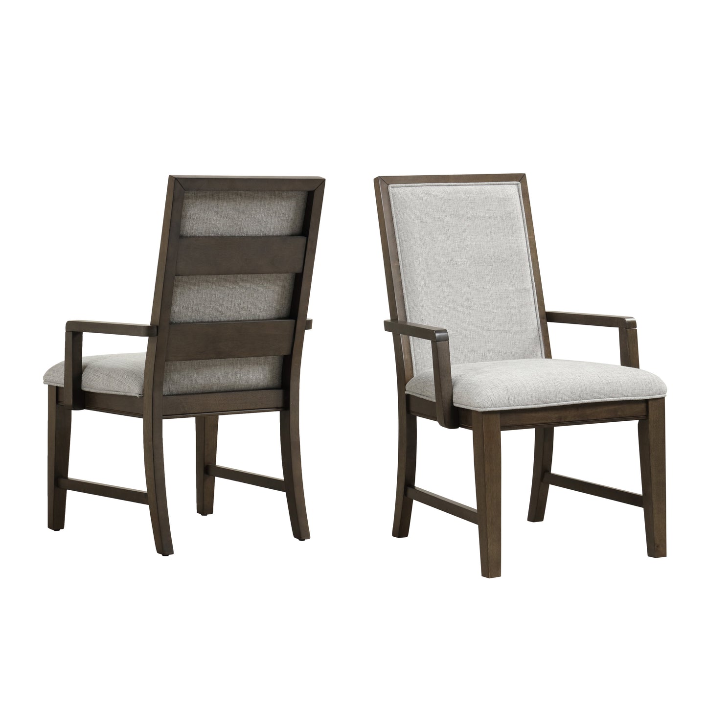 Roundhill Furniture Aberll Solid Wood Upholstered Armchairs, Gray, Set of 2