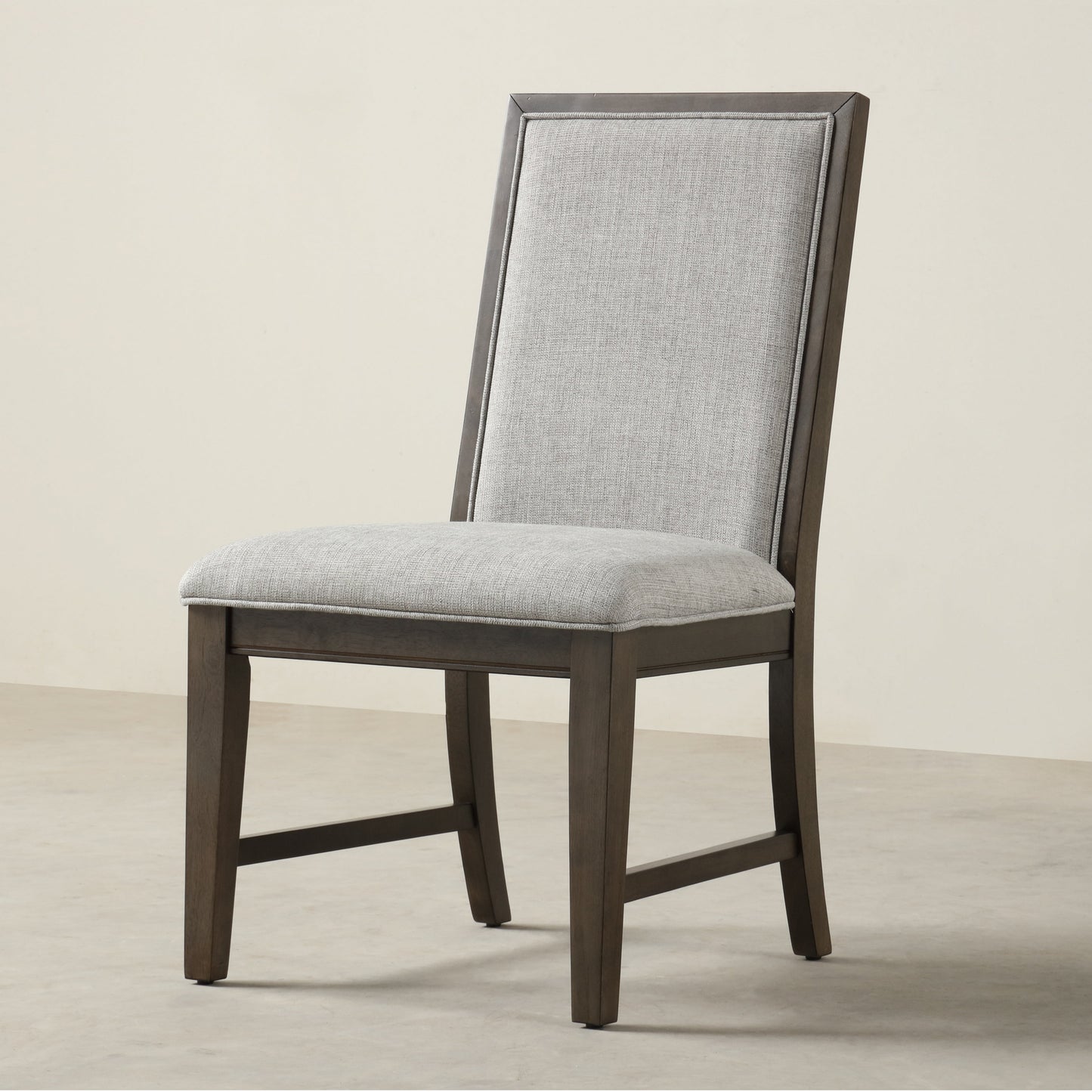Roundhill Furniture Aberll Solid Wood Upholstered Dining Chairs, Gray, Set of 2
