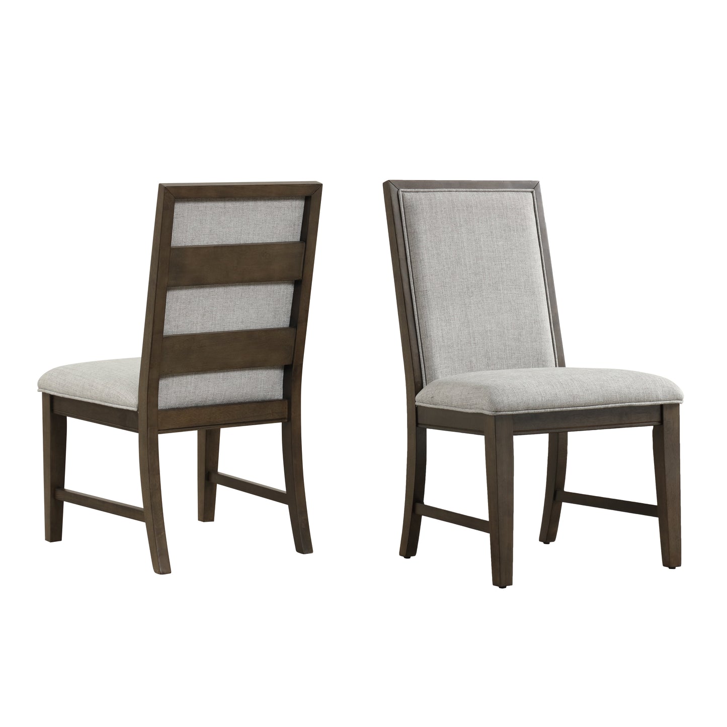 Roundhill Furniture Aberll Solid Wood Upholstered Dining Chairs, Gray, Set of 2