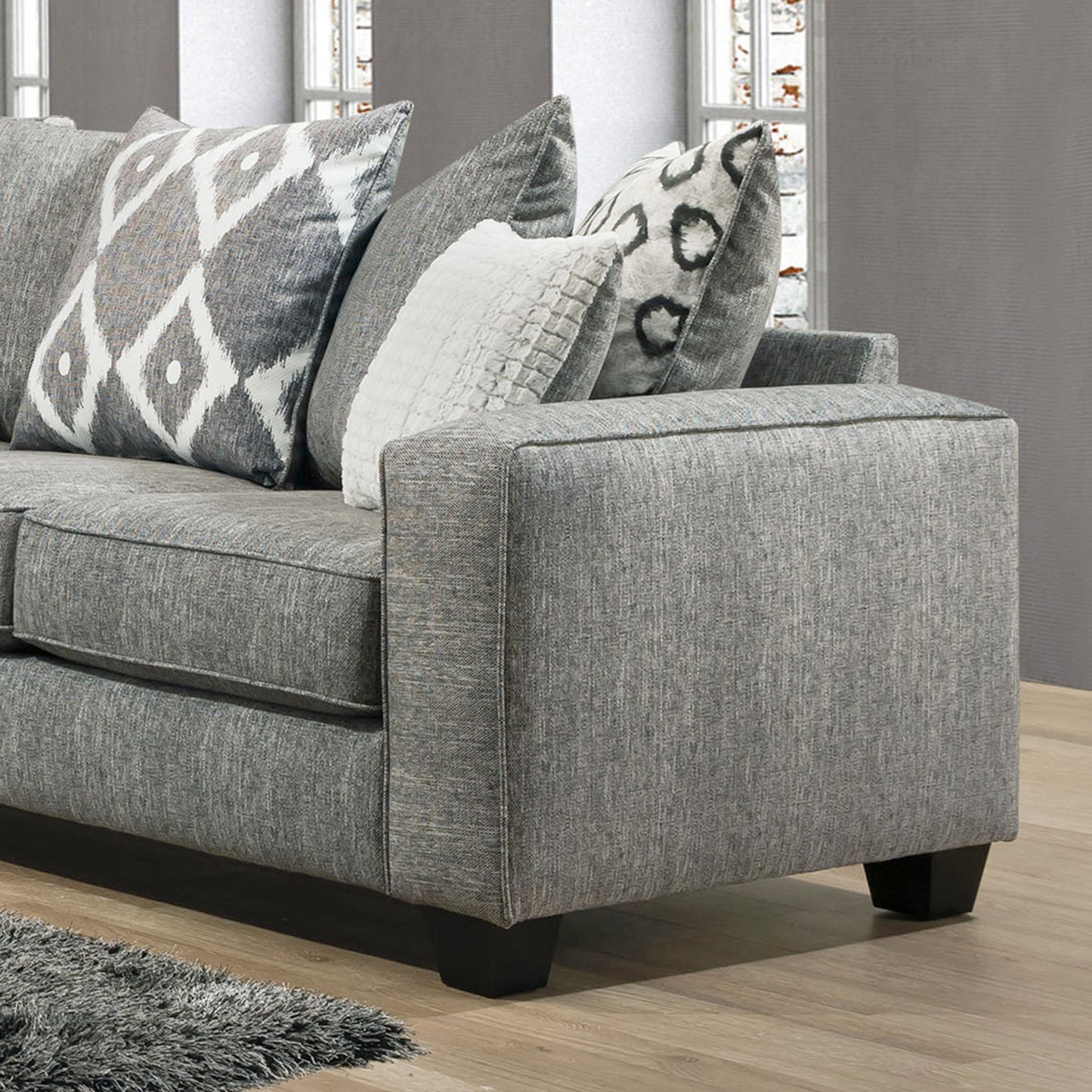 Vila Weathered Gray Fabric Pillow Back Living Room Collection