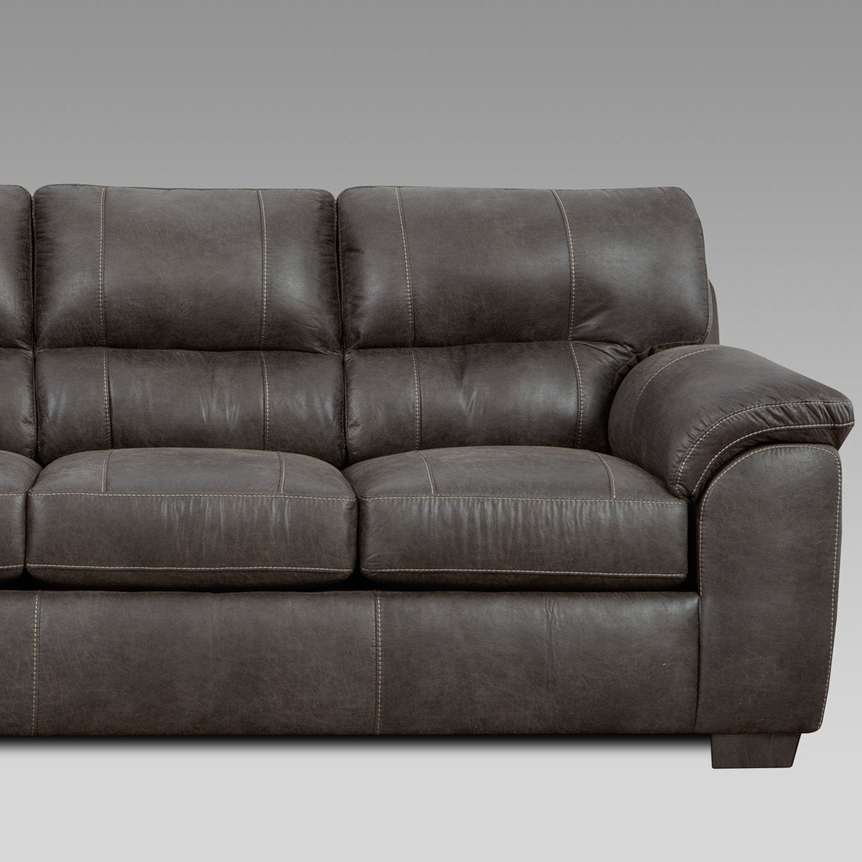 Tirana Contemporary Fabric Pillow-top Arm Sectional Sofa with Ottoman in Sequoia Ash