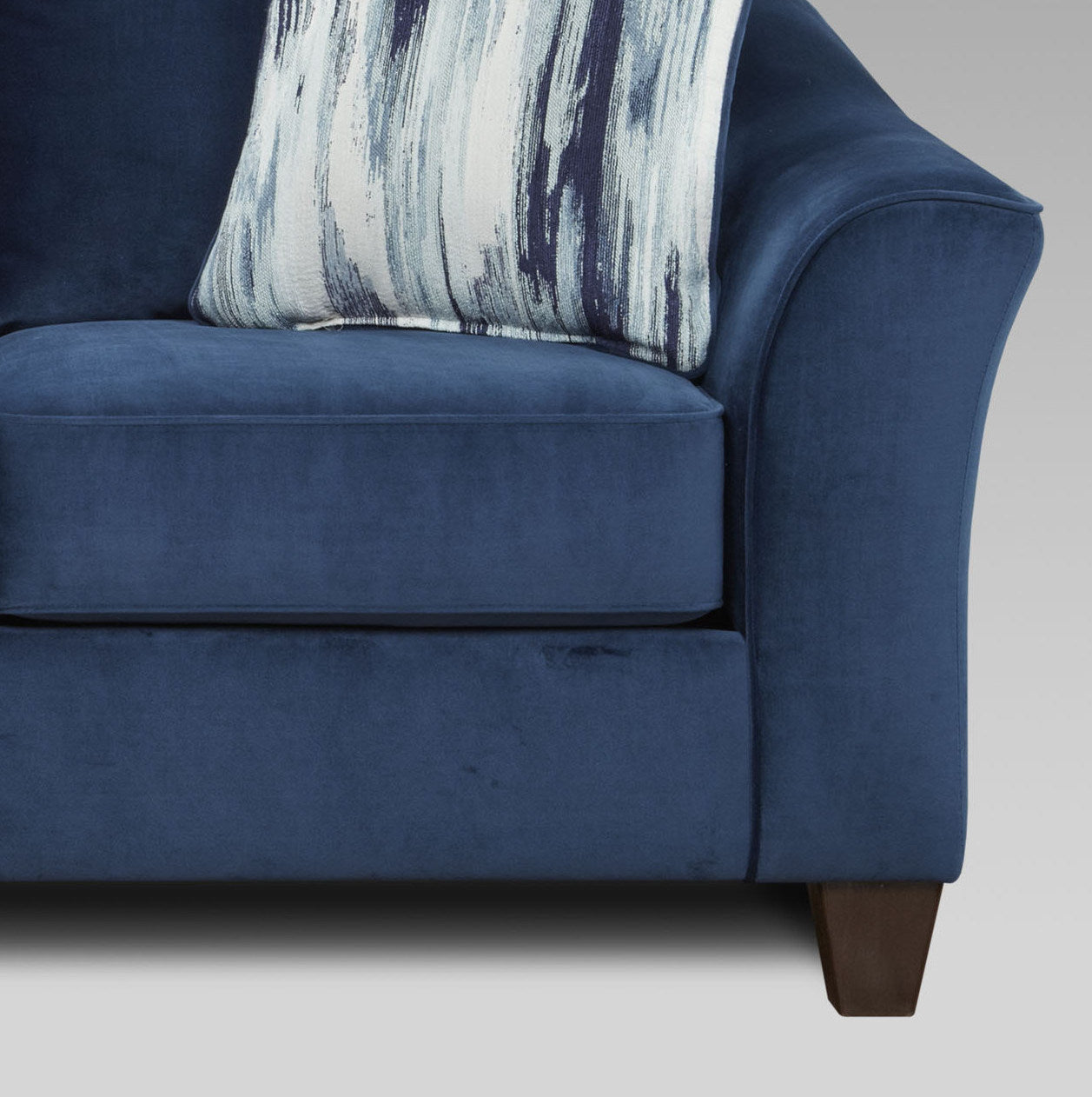 Camero Fabric Pillowback Chair with Ottoman Set in Navy Blue